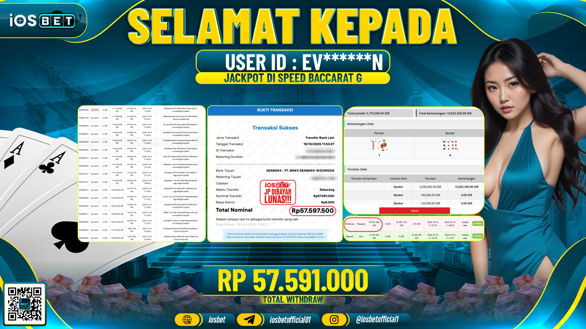 Bukti Pembayaran LUNAS LIVE GAME GACOR  Rp.57.591.000