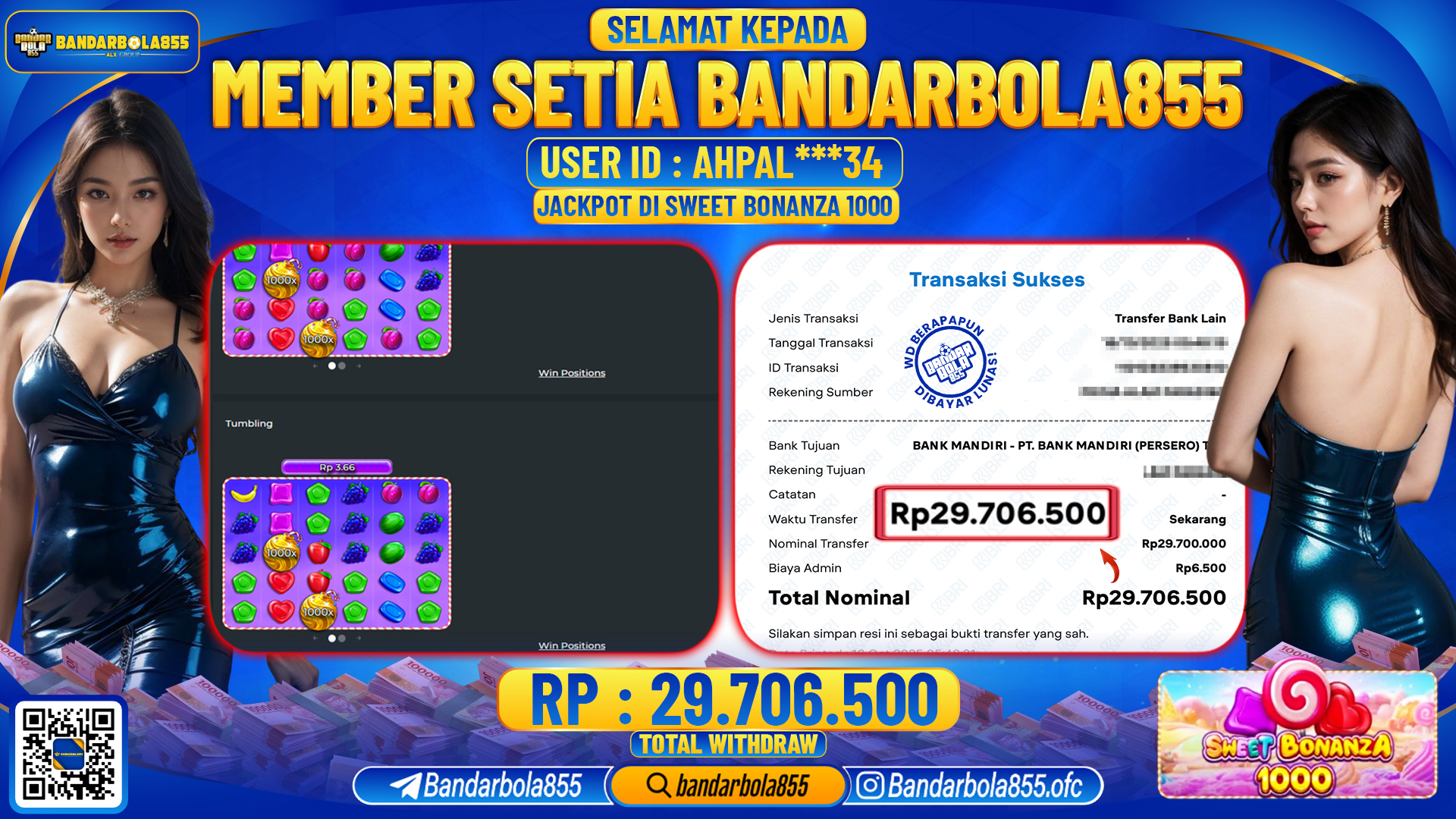 🎖 JACKPOT BANDARBOLA855 di SWEET BONANZA 1000 Rp29.706.500🎖