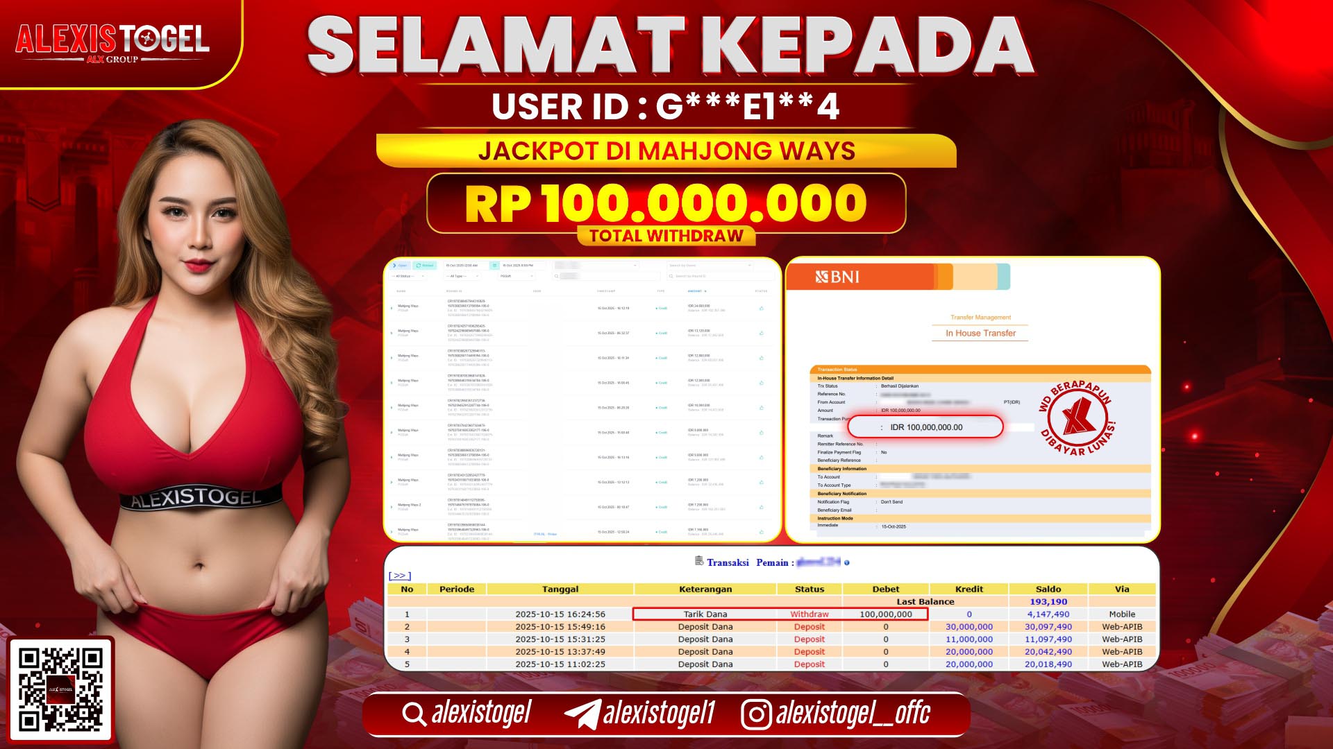 ALEXISTOGEL di SLOT MAHJONG WAYS RP.100.000.000, LUNAS