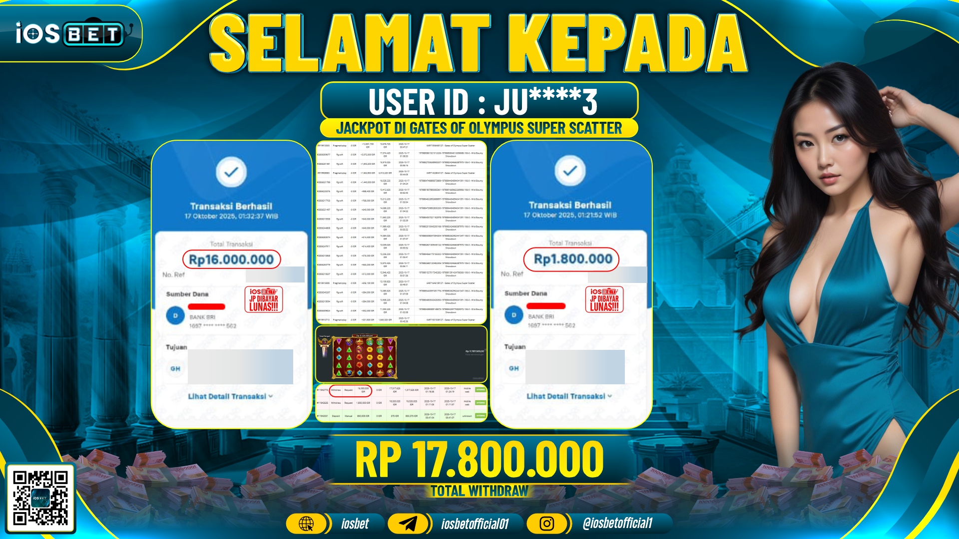 Bukti Pembayaran LUNAS SLOT GAME GACOR  Rp.17.800.000