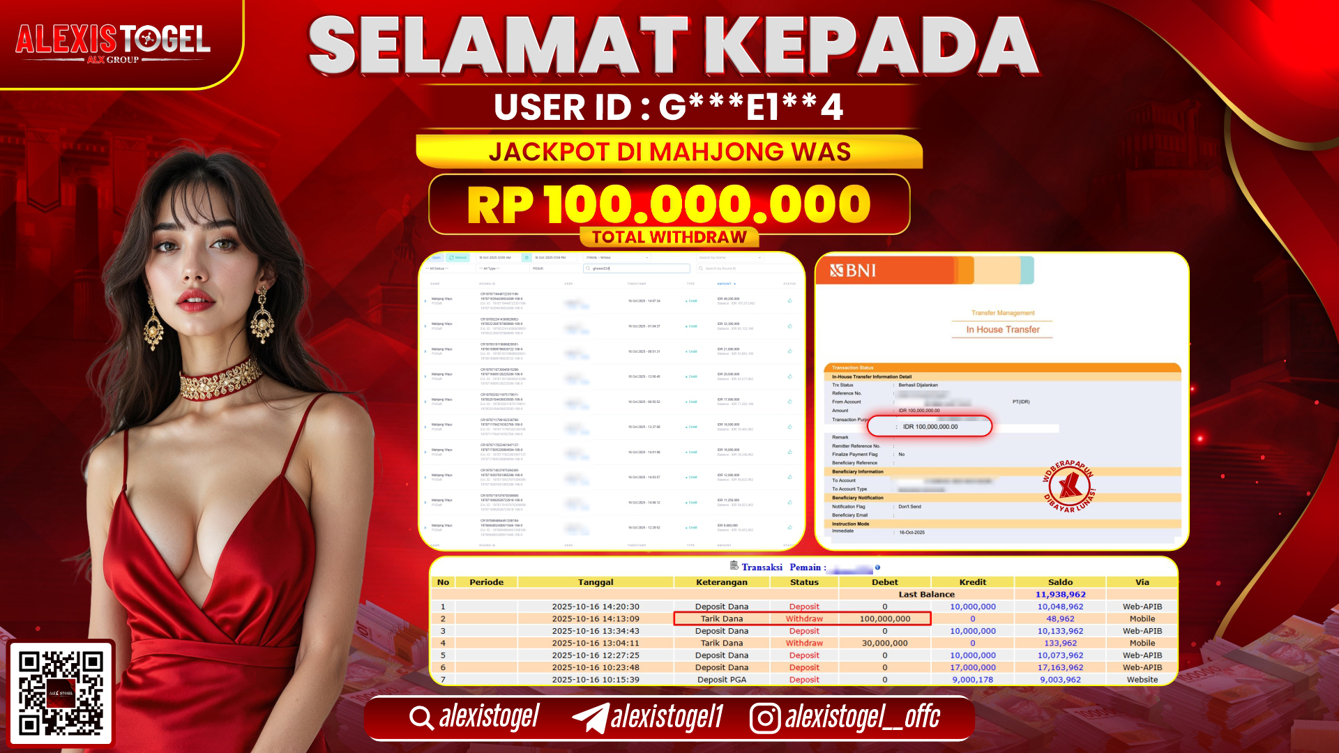 ALEXISTOGEL di SLOT MAHJONG WAYS RP.100.000.000, LUNAS