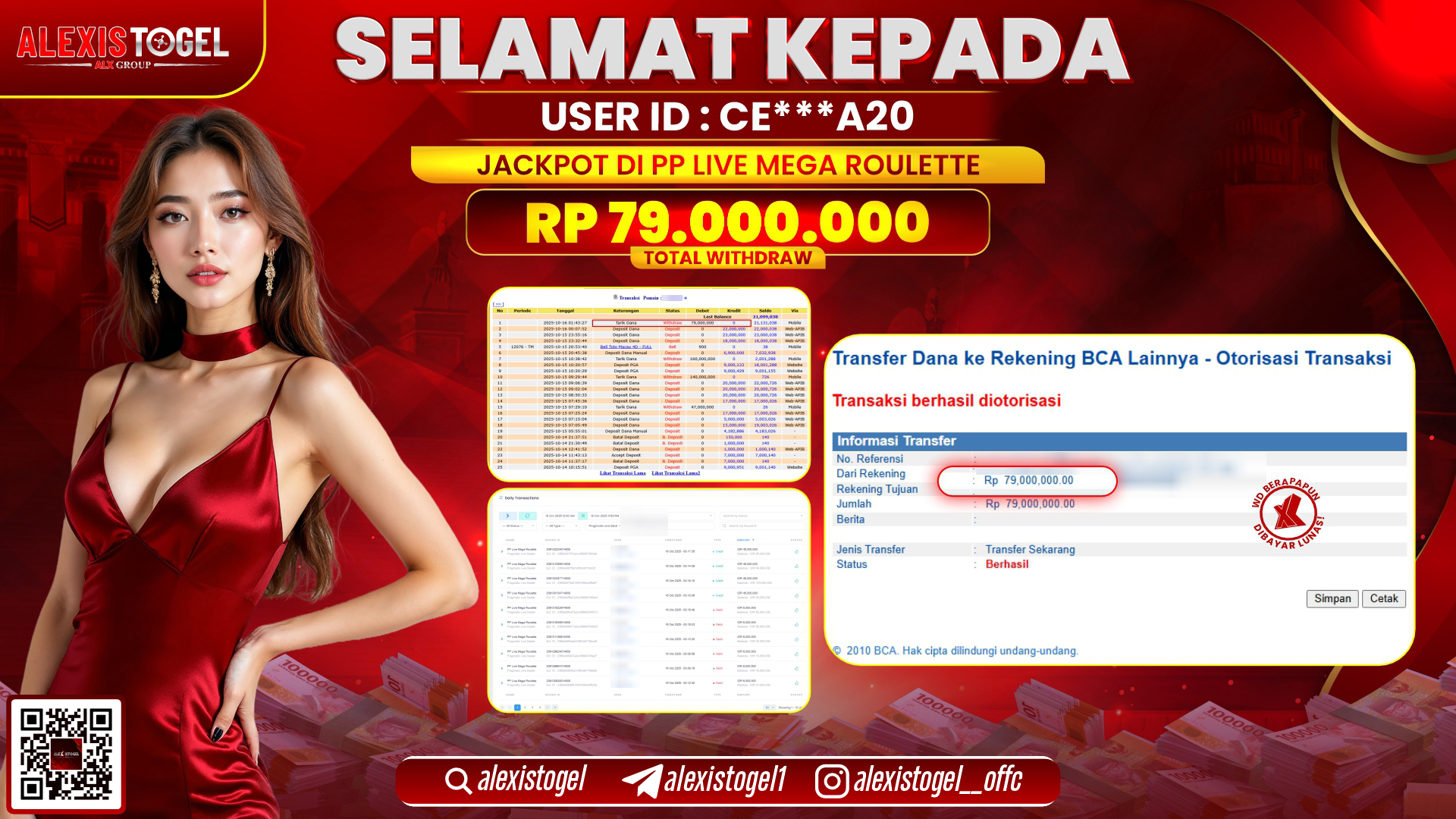 ALEXISTOGEL di PP LIVE MEGA ROULETTE RP.79.000.000, LUNAS