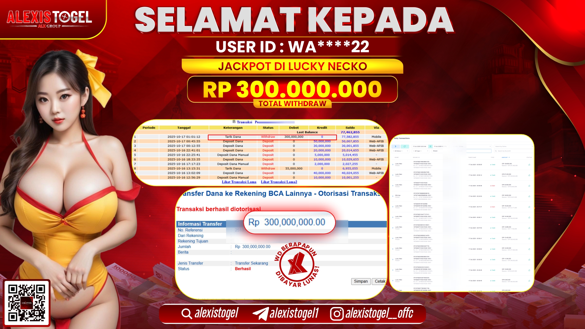 ALEXISTOGEL di SLOT LUCKY NECKO RP.300.000.000, LUNAS