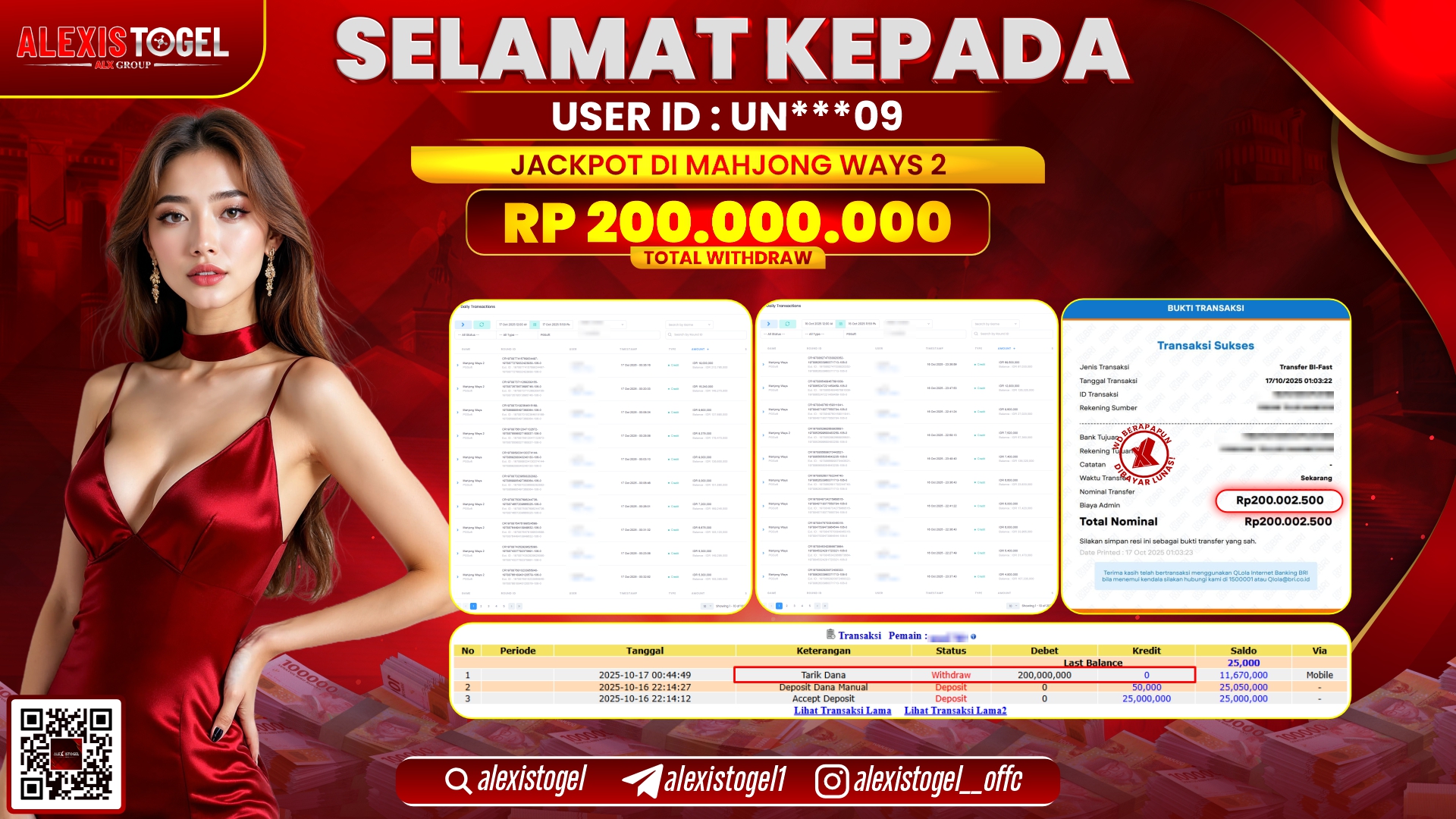 ALEXISTOGEL di SLOT MAHJONG WAYS 2 RP.200.000.000, LUNAS