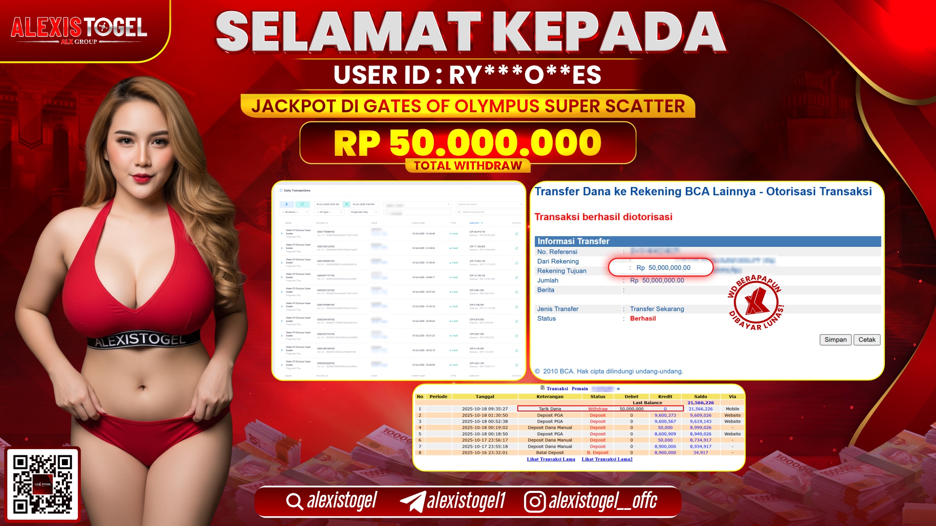 ALEXISTOGEL di SLOT GATES OF OLYMPUS SUPER SCATTER RP.50.000.000, LUNAS