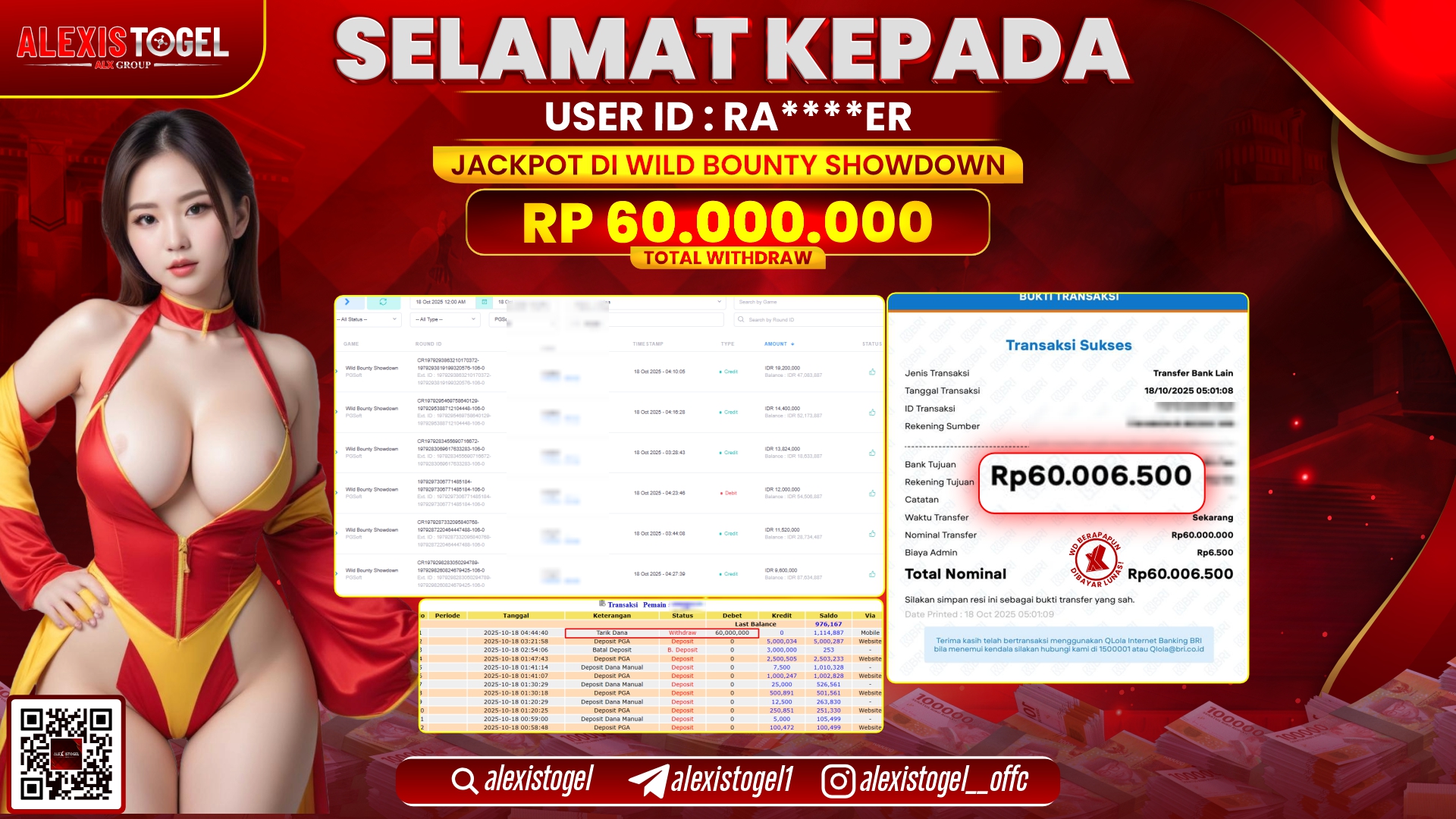 ALEXISTOGEL di SLOT WILD BOUNTY SHOWDOWN RP.60.000.000, LUNAS