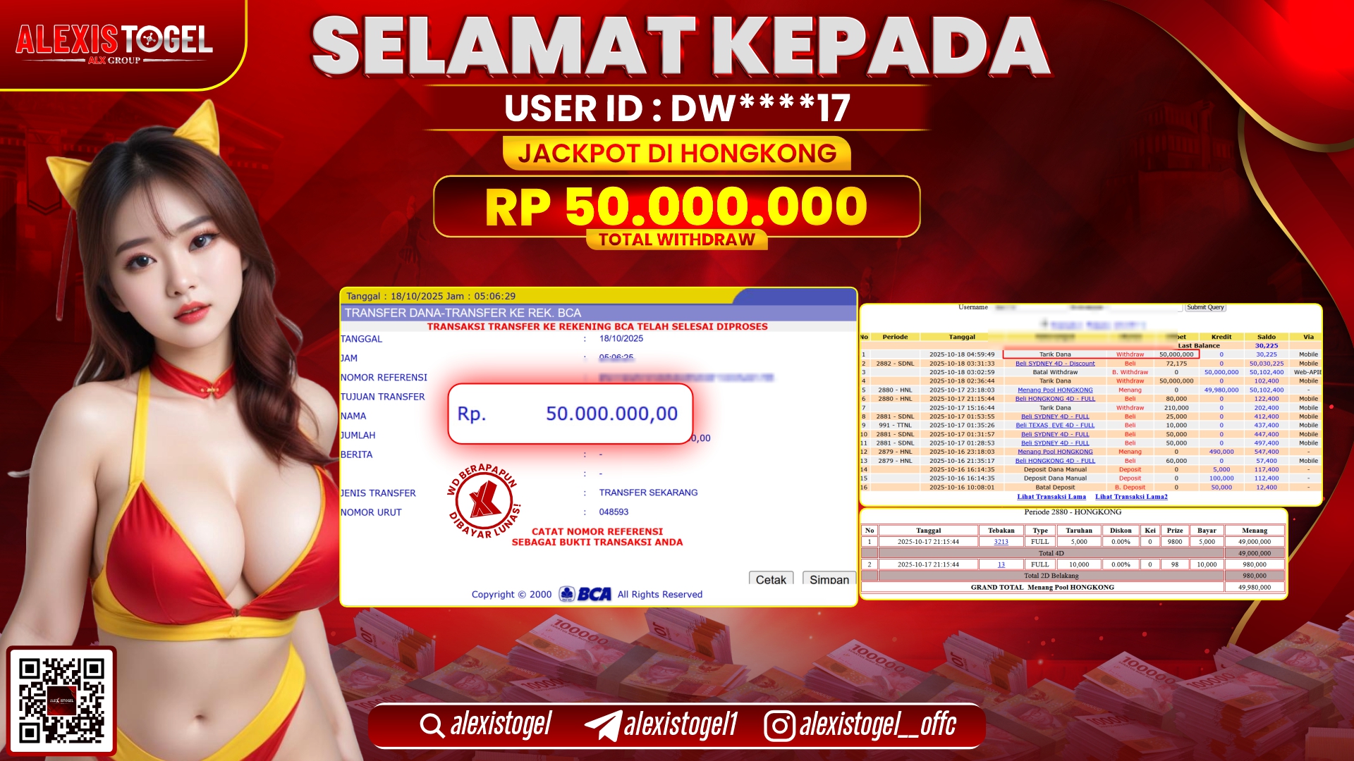 ALEXISTOGEL di TOGEL HONGKONG RP.50.000.000, LUNAS