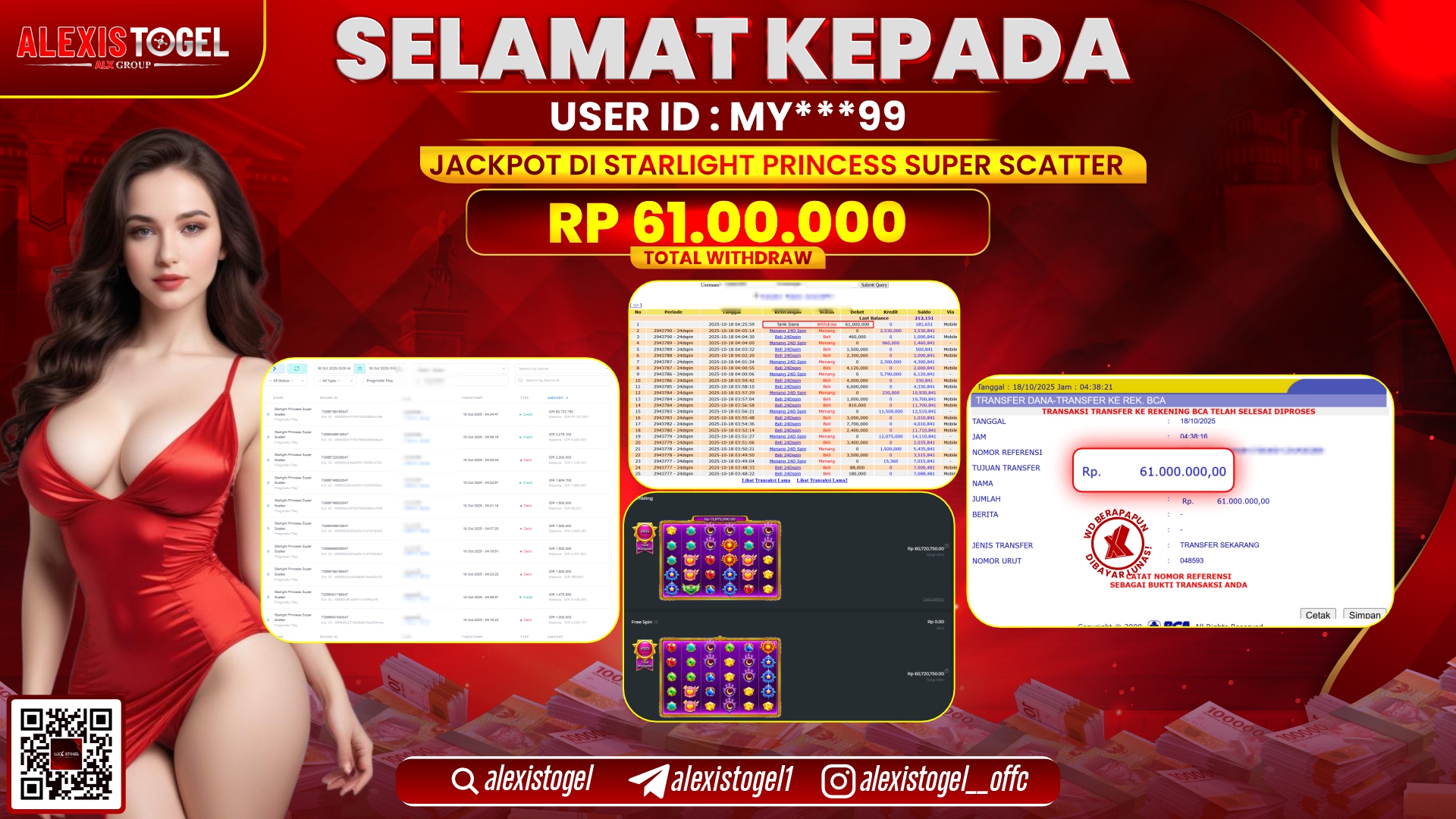 ALEXISTOGEL di  SLOT STARLIGHT PRINCESS SUPER SCATTER  RP.61.000.000, LUNAS