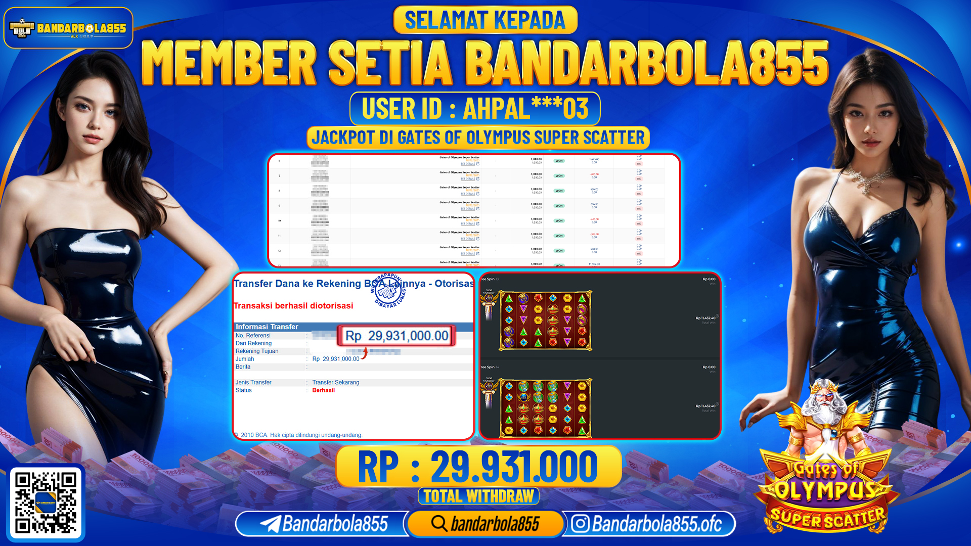 🎖 JACKPOT BANDARBOLA855 di GATES OF OLYMPUS SUPER SCATTER Rp29.931.000 🎖
