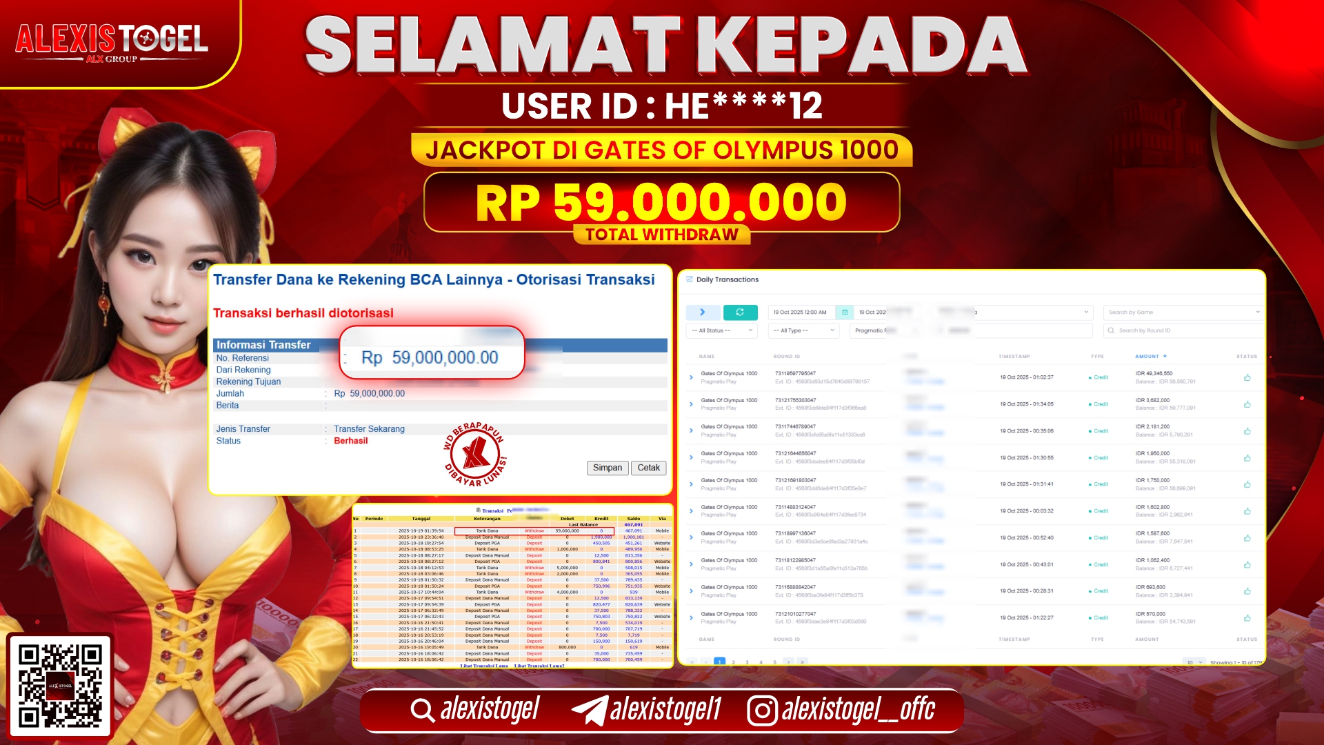 ALEXISTOGEL di SLOT GATES OF OLYMPUS 1000 RP.59.000.000, LUNAS