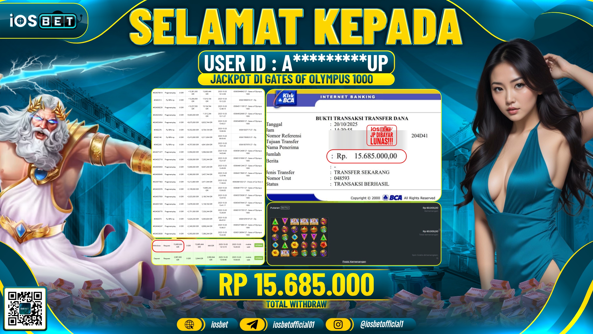 Bukti Pembayaran LUNAS SLOT GAME GACOR  Rp.15.685.000