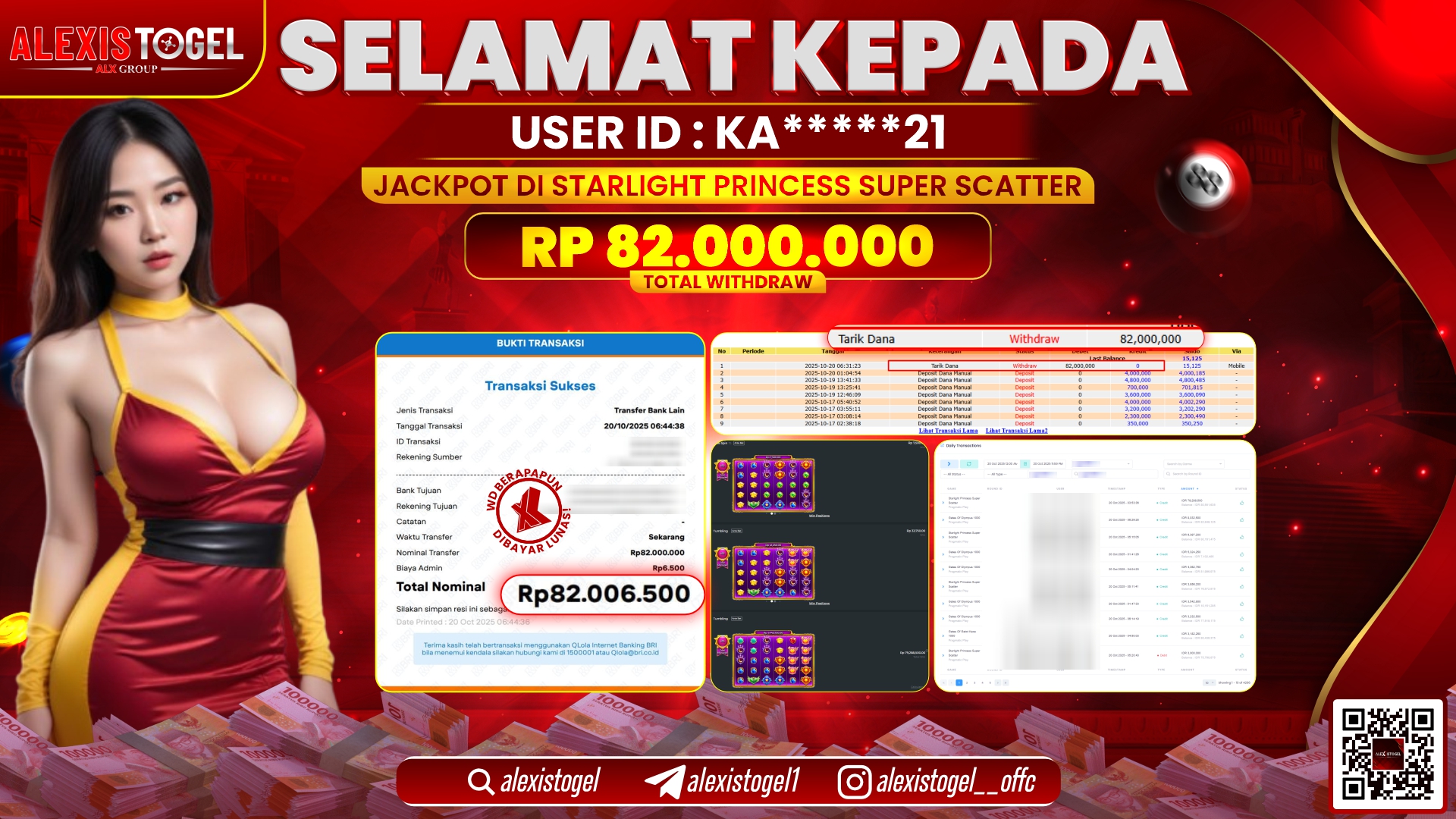 ALEXISTOGEL di SLOT STARLIGHT PRINCESS SUPER SCATTER RP.82.000.000, LUNAS