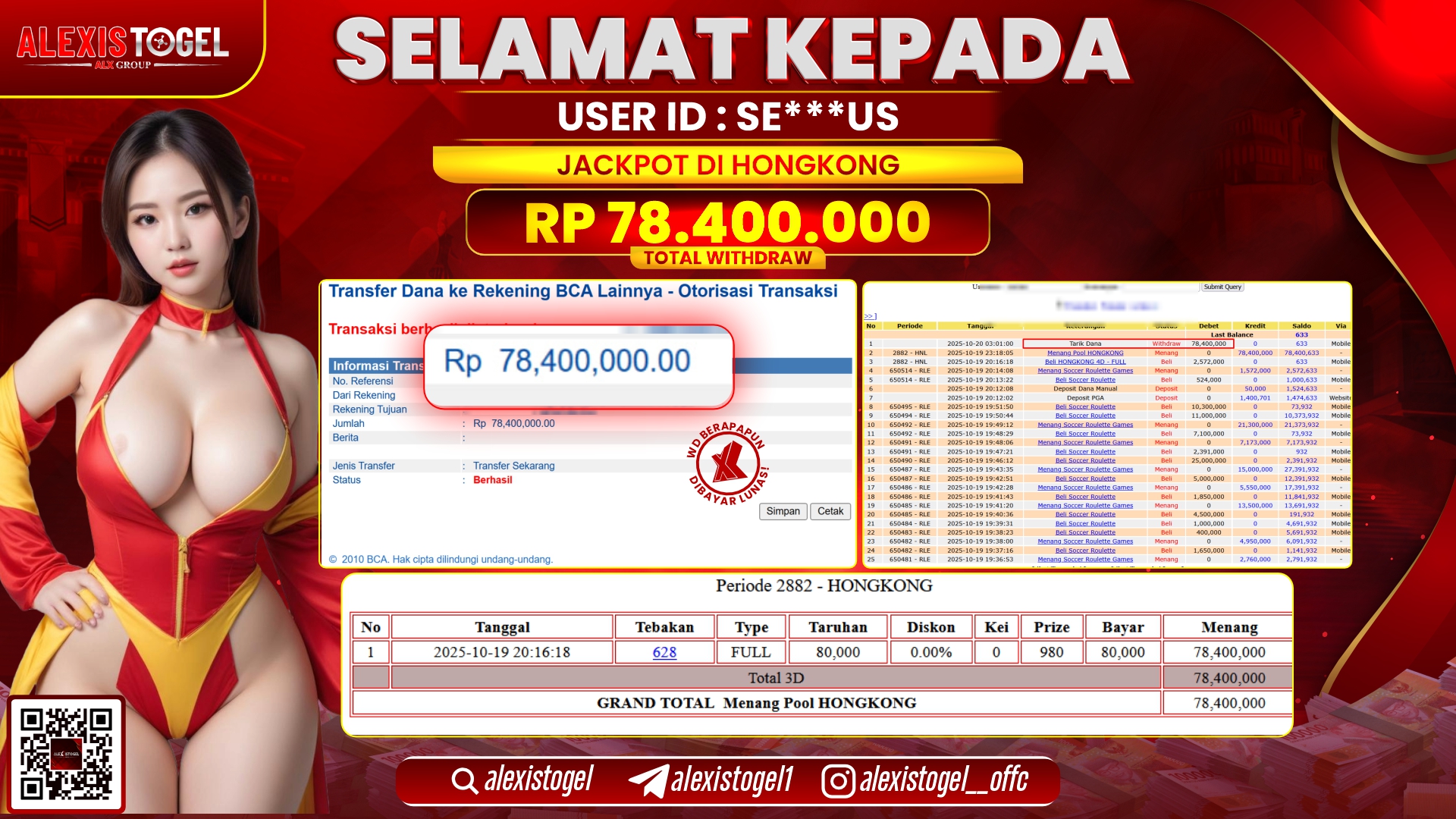 ALEXISTOGEL di TOGEL HONGKONG RP.78.400.000, LUNAS