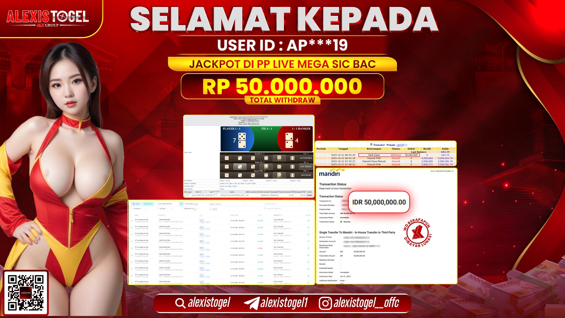 ALEXISTOGEL di PP LIVE MEGA SIC BAC RP.50.000.000, LUNAS