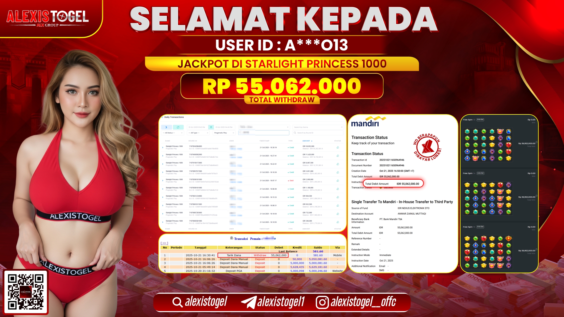 ALEXISTOGEL di SLOT STARLIGHT PRINCESS 1000 RP.55.062.000, LUNAS