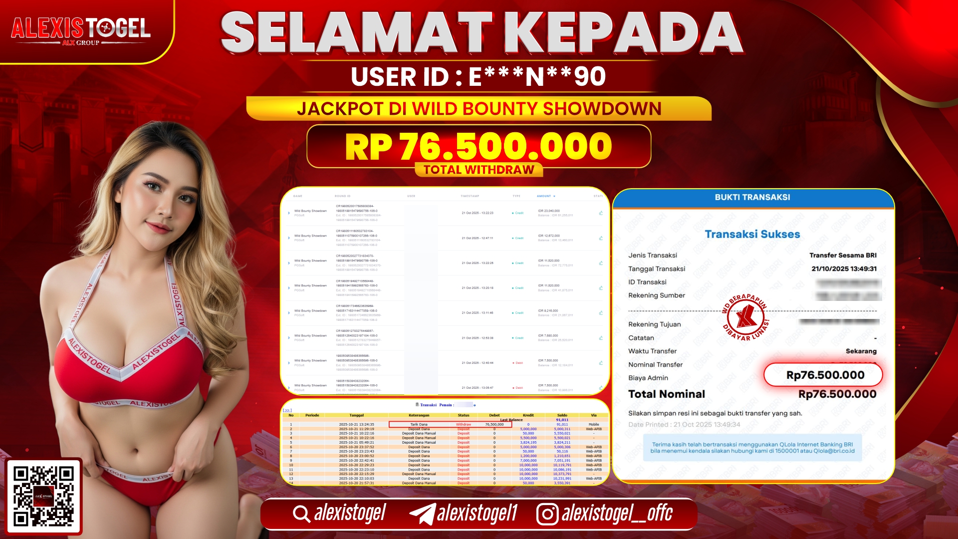 ALEXISTOGEL di WILD BOUNTY SHOWDOWN RP.76.500.00, LUNAS