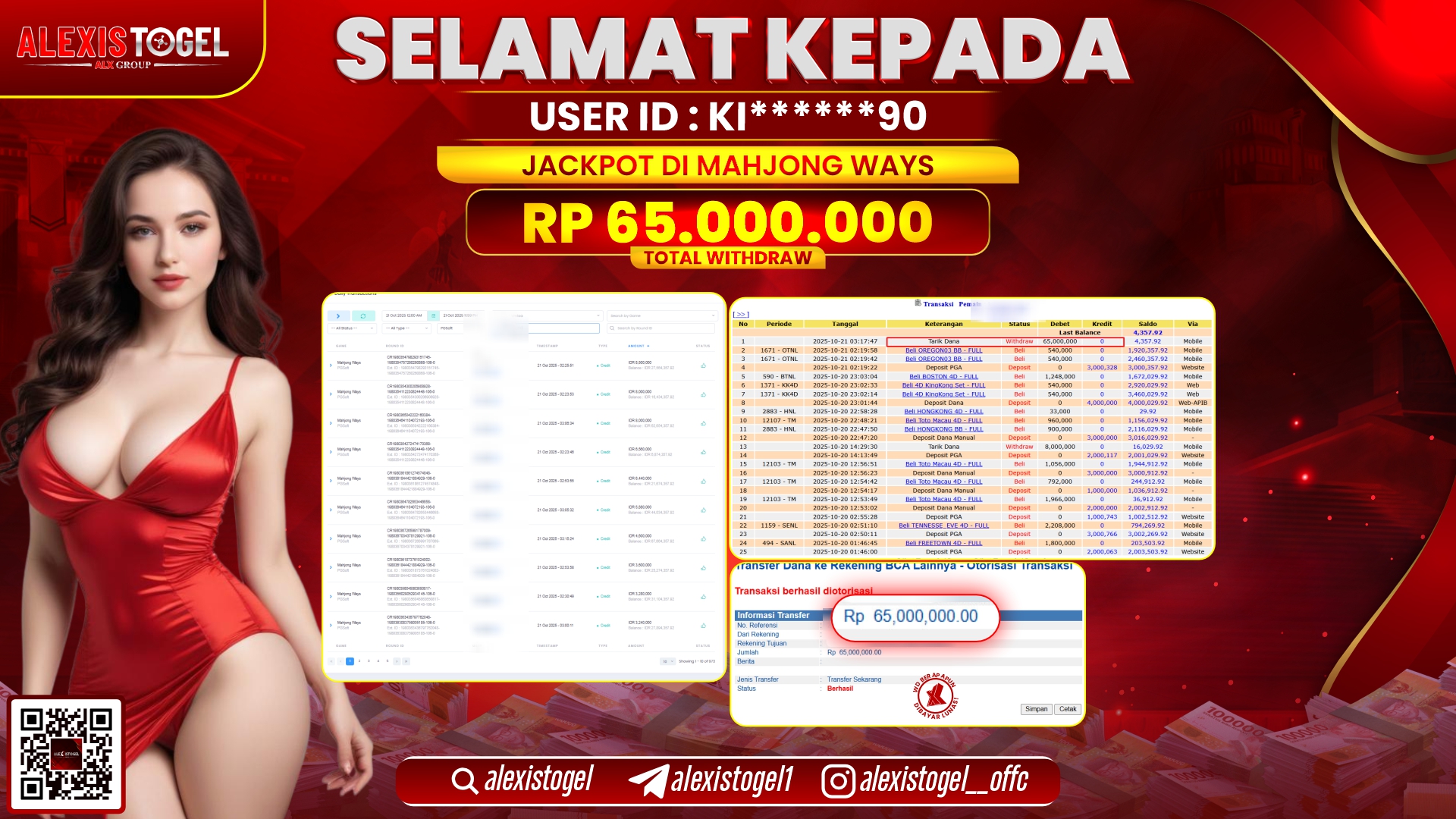 ALEXISTOGEL di SLOT MAHJONG WAYS RP.65.000.000, LUNAS