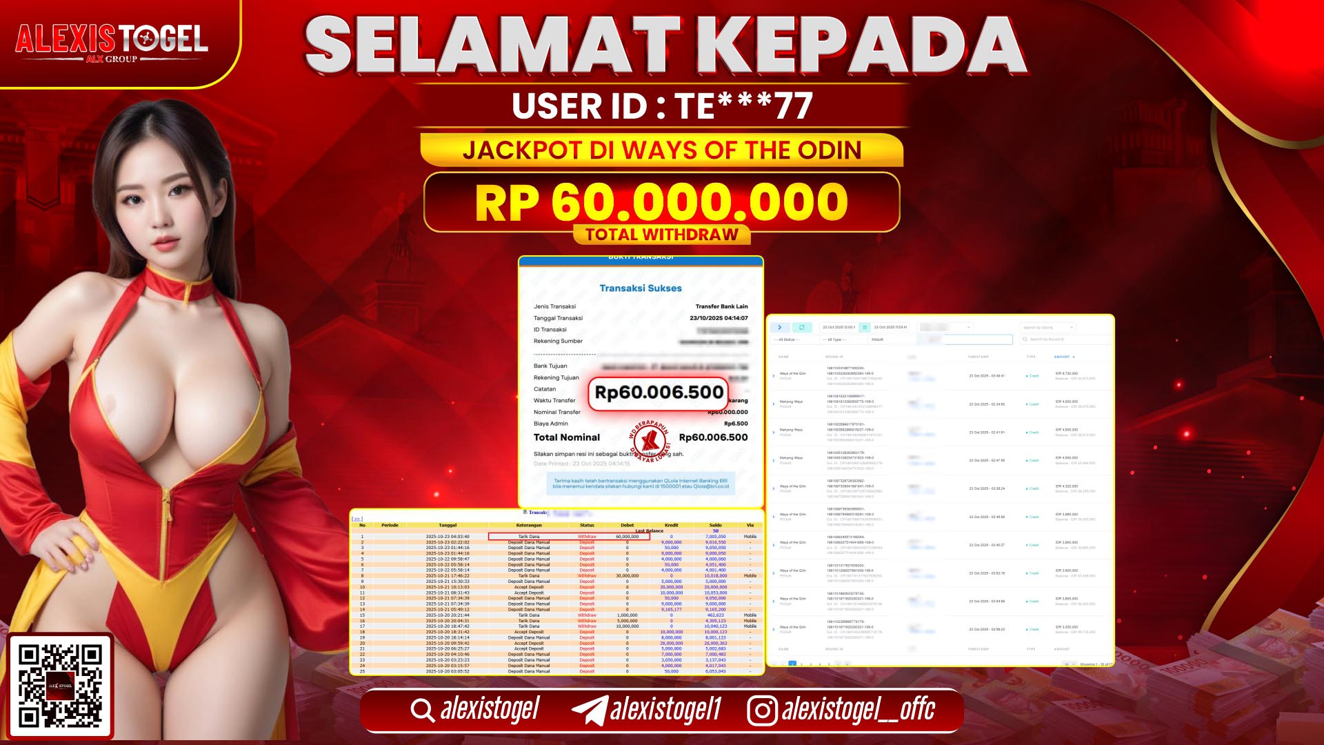 ALEXISTOGEL di SLOT WAYS OF THE ODIN RP.60.000.000, LUNAS