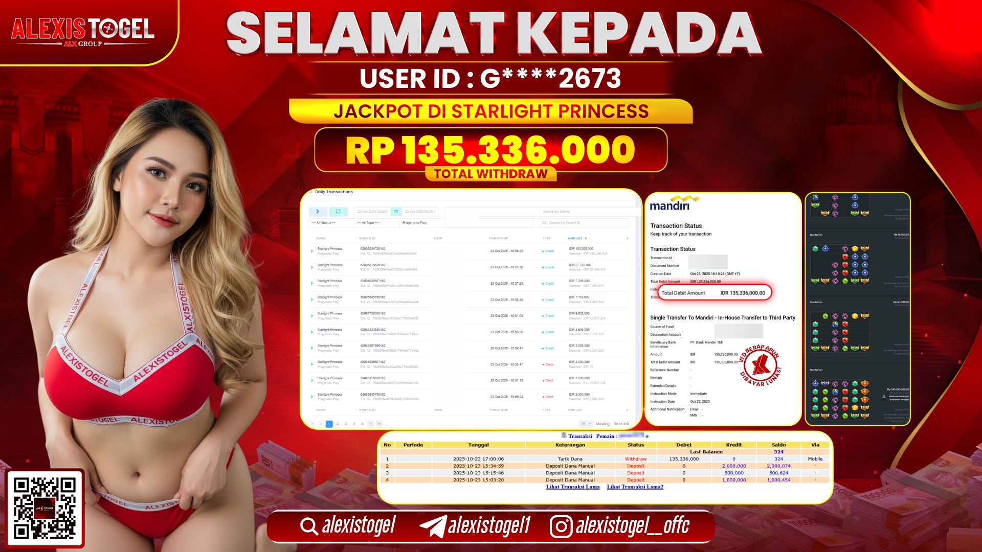 ALEXISTOGEL di SLOT STARLIGHT PRINCESS RP.135.336.000, LUNAS