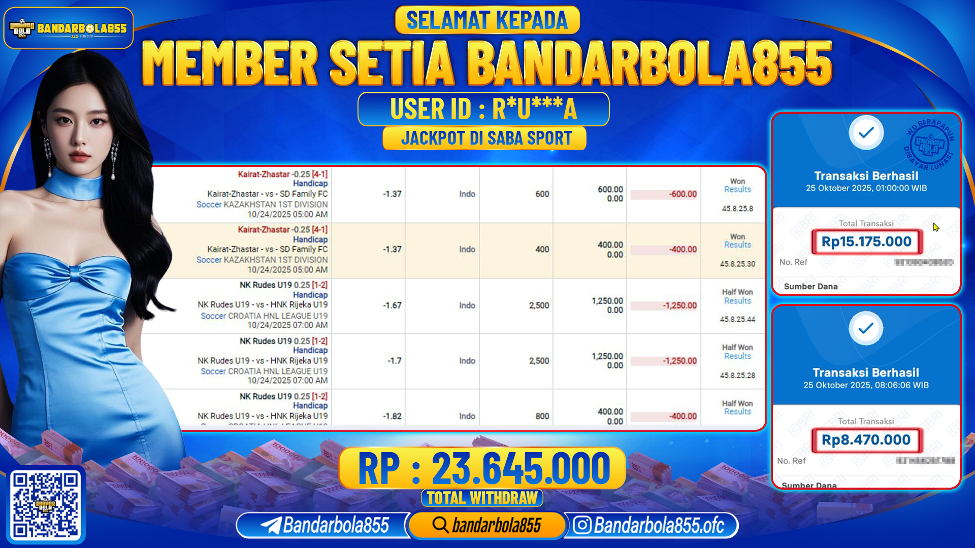 🎖 JACKPOT BANDARBOLA855 di SABA SPORT Rp23.645.000🎖