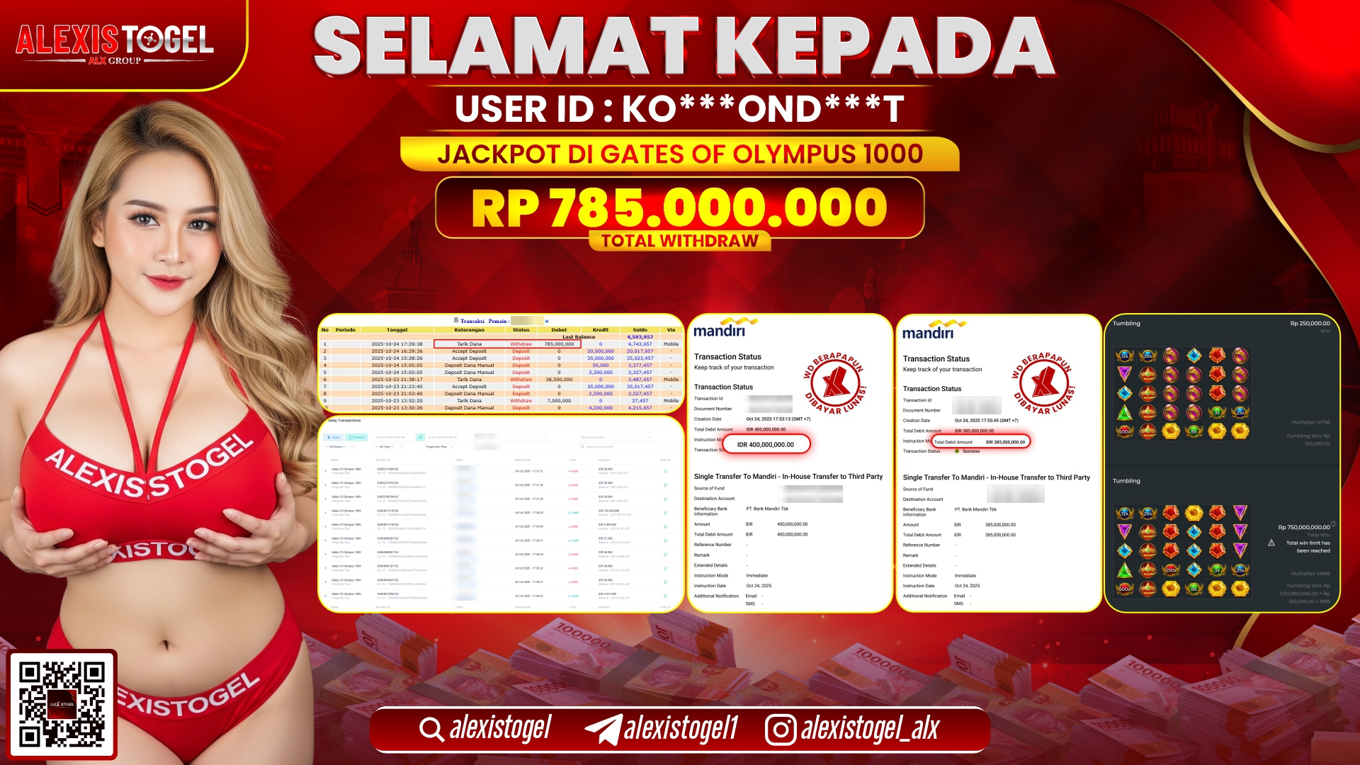 ALEXISTOGEL di SLOT GATES OF OLYMPUS 1000 RP.785.000.000, LUNAS