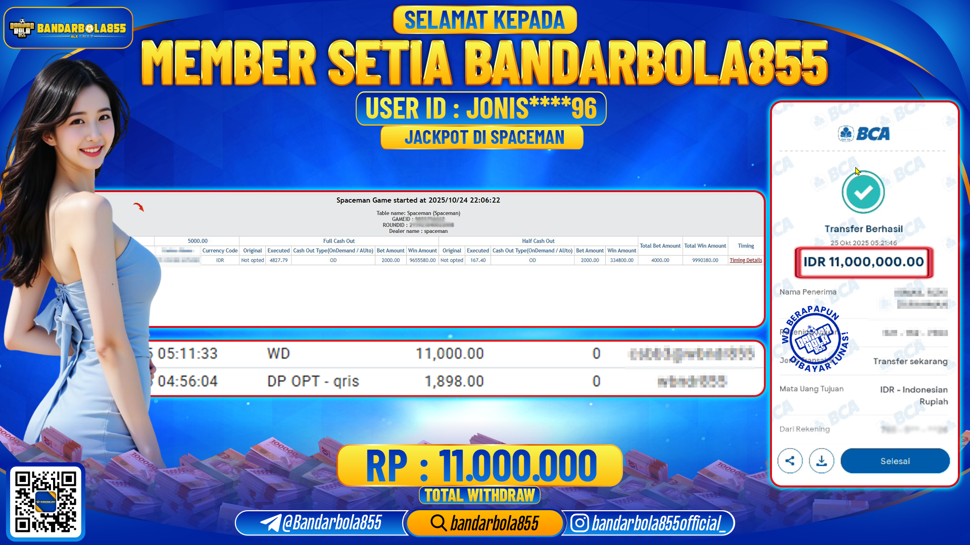 🎖 JACKPOT BANDARBOLA855 di SPACEMAN Rp11.000.000🎖