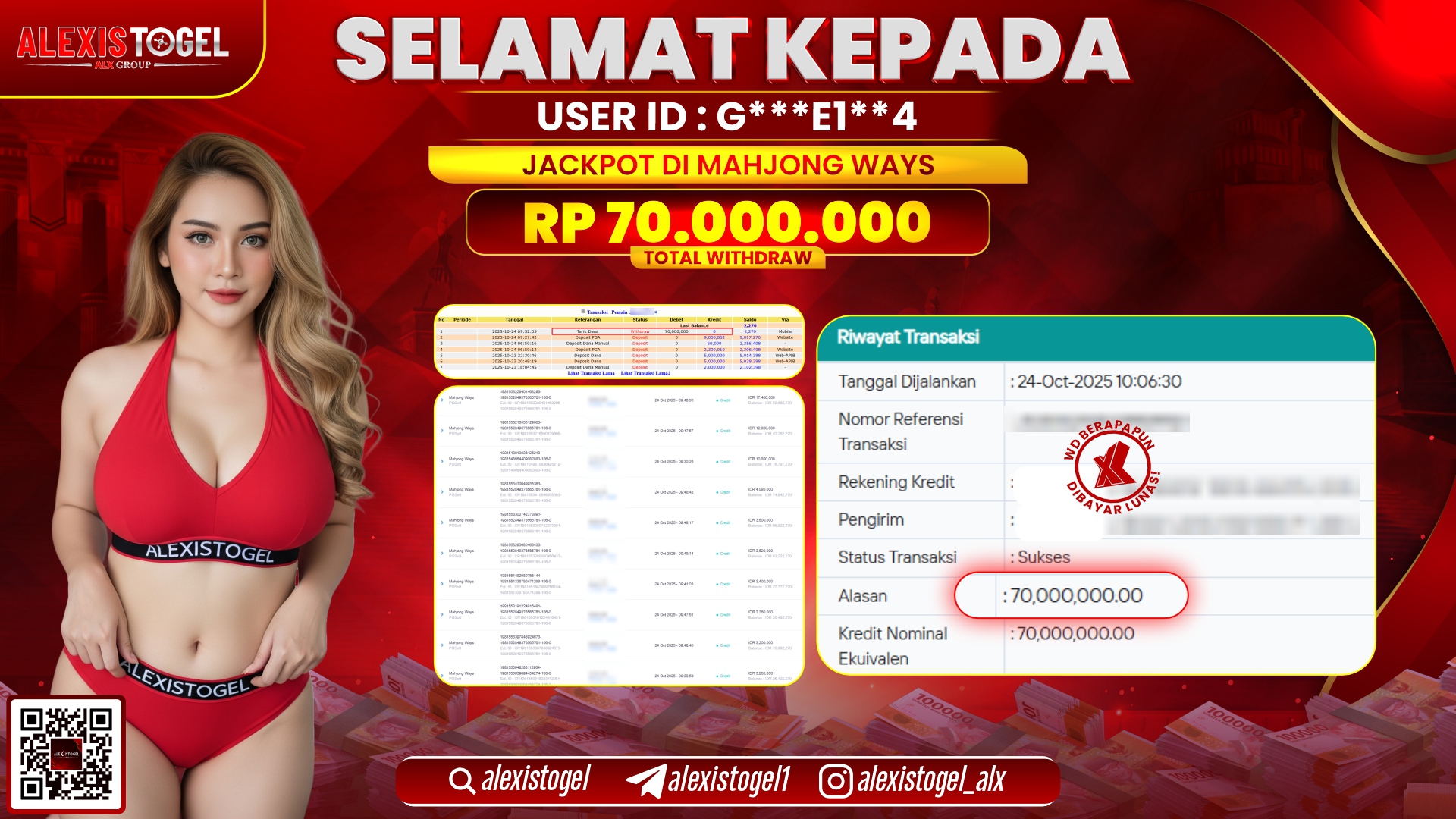 ALEXISTOGEL di SLOT MAHJONG WAYS RP.70.000.000, LUNAS
