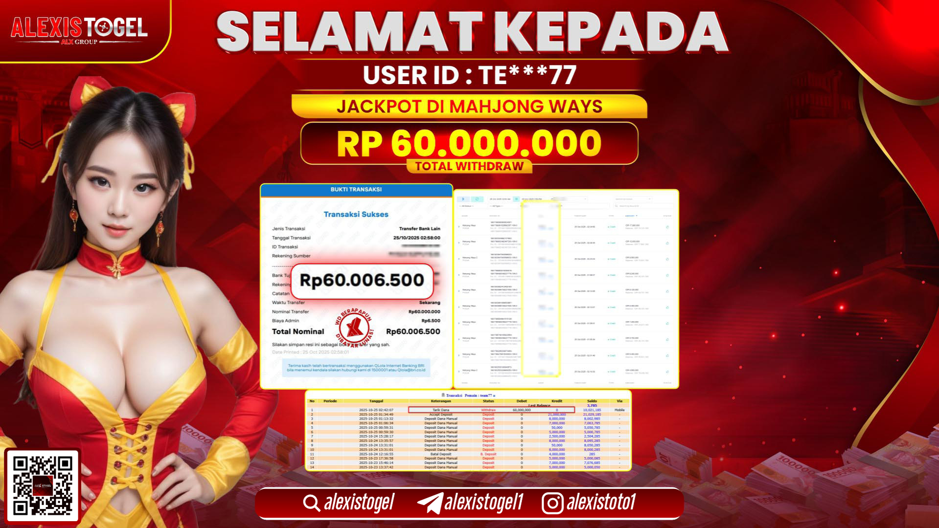 ALEXISTOGEL di SLOT MAHJONG WAYS RP.60.000.000, LUNAS