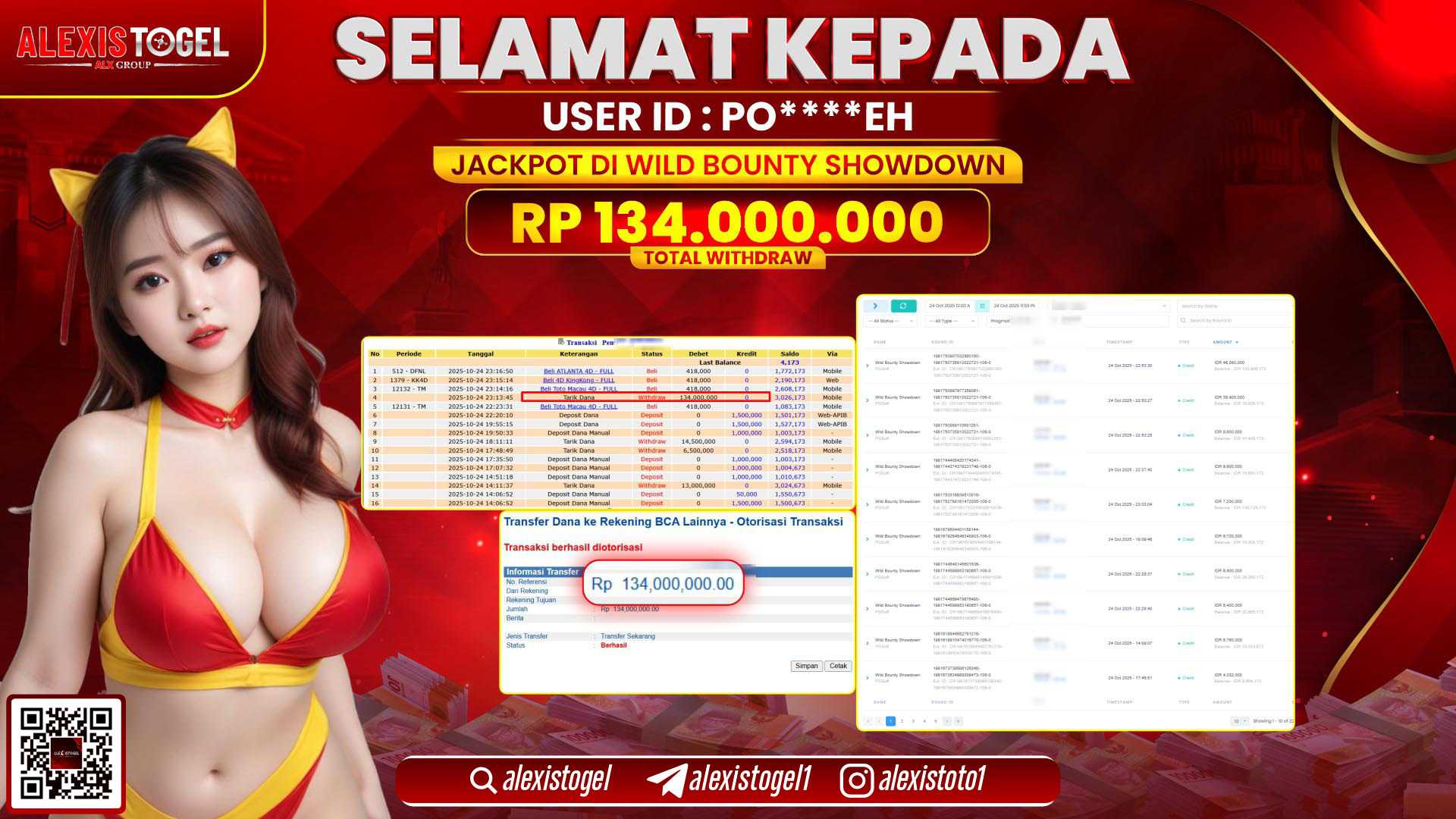 ALEXISTOGEL di SLOT WILD BOUNTY SHOWDOWN RP.134.000.000, LUNAS