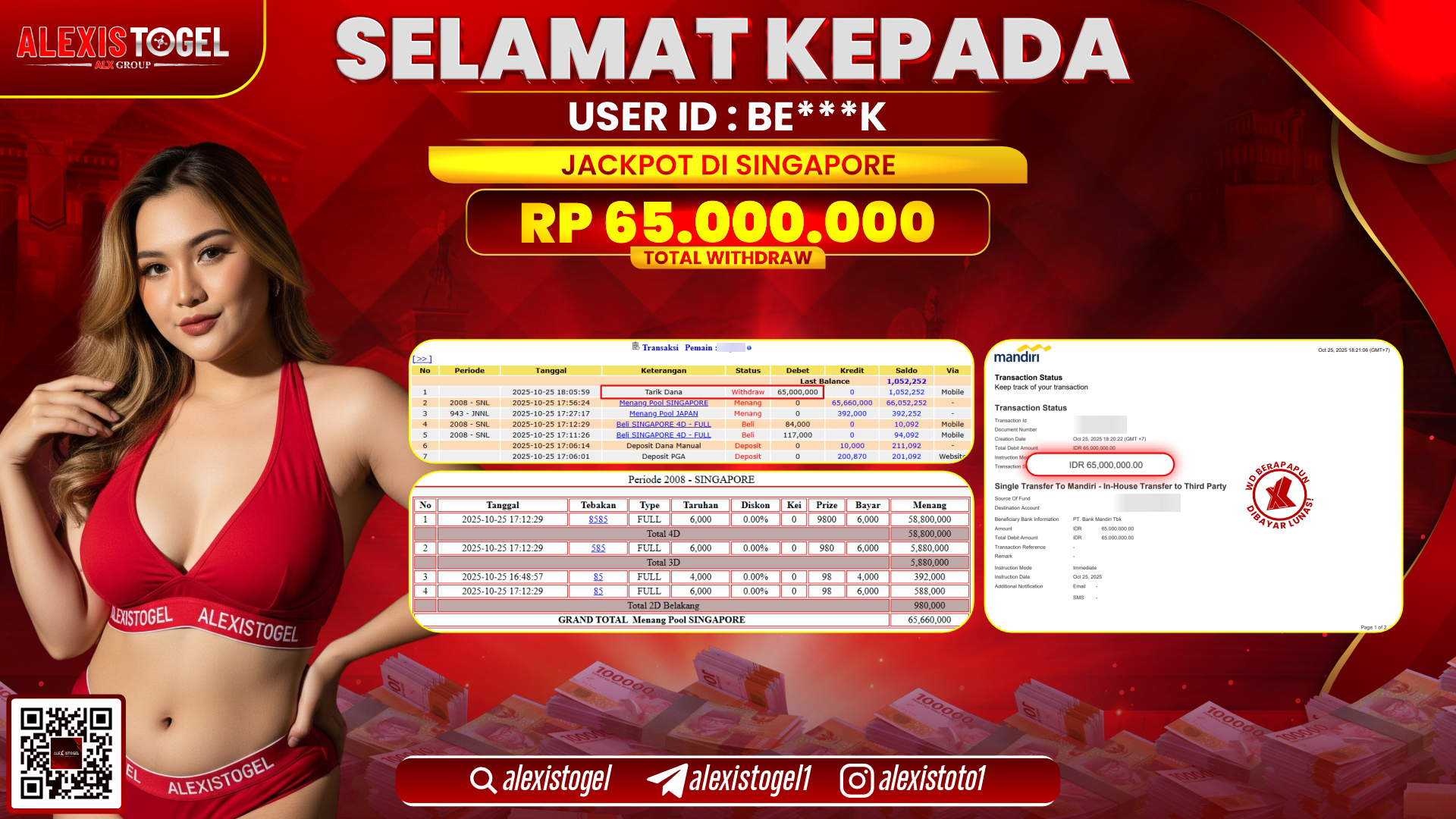 ALEXISTOGEL di TOGEL SINGAPORE RP.65.000.000, LUNAS