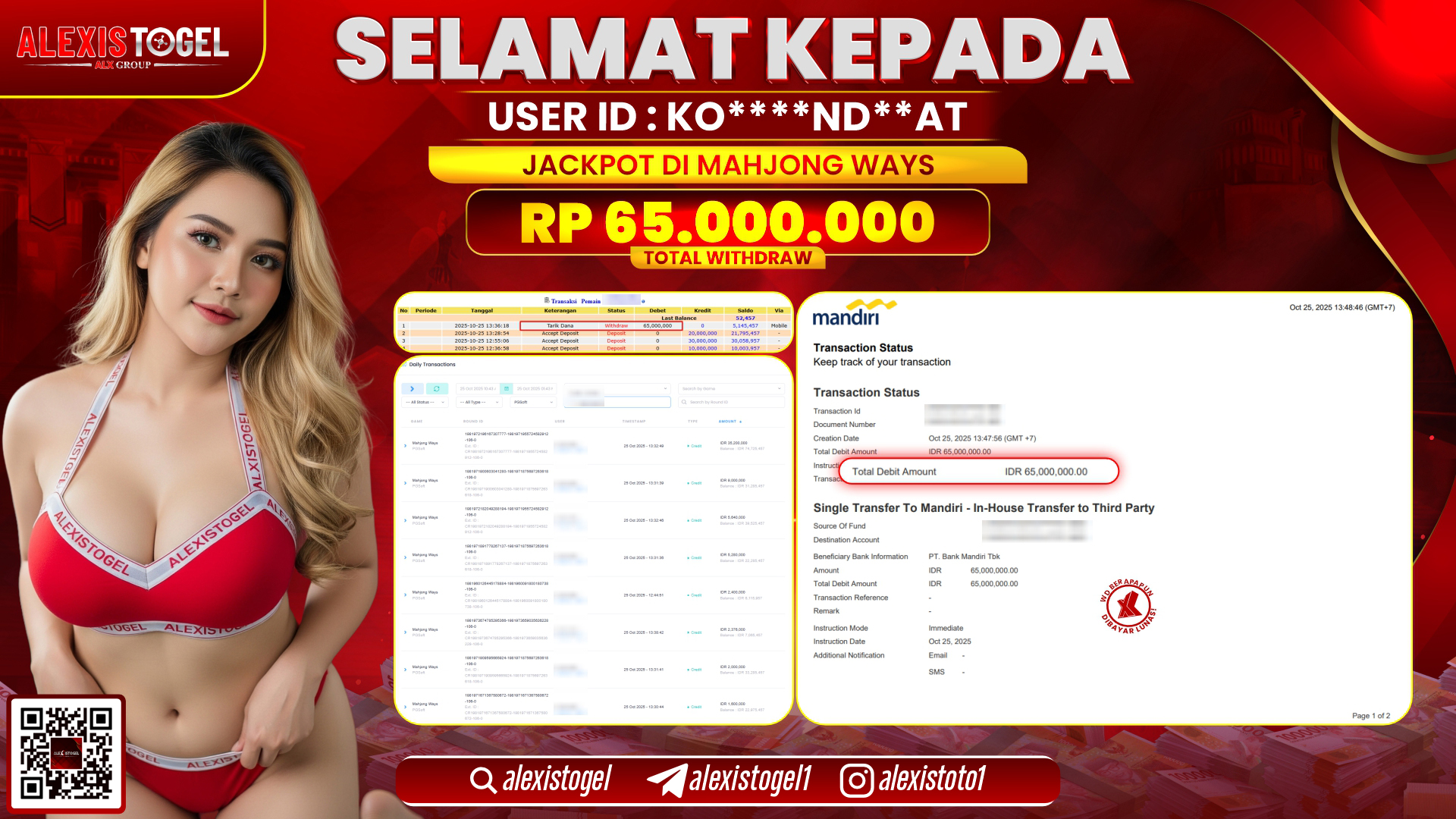 ALEXISTOGEL di SLOT MAHJONG WAYS RP.65.000.000, LUNAS