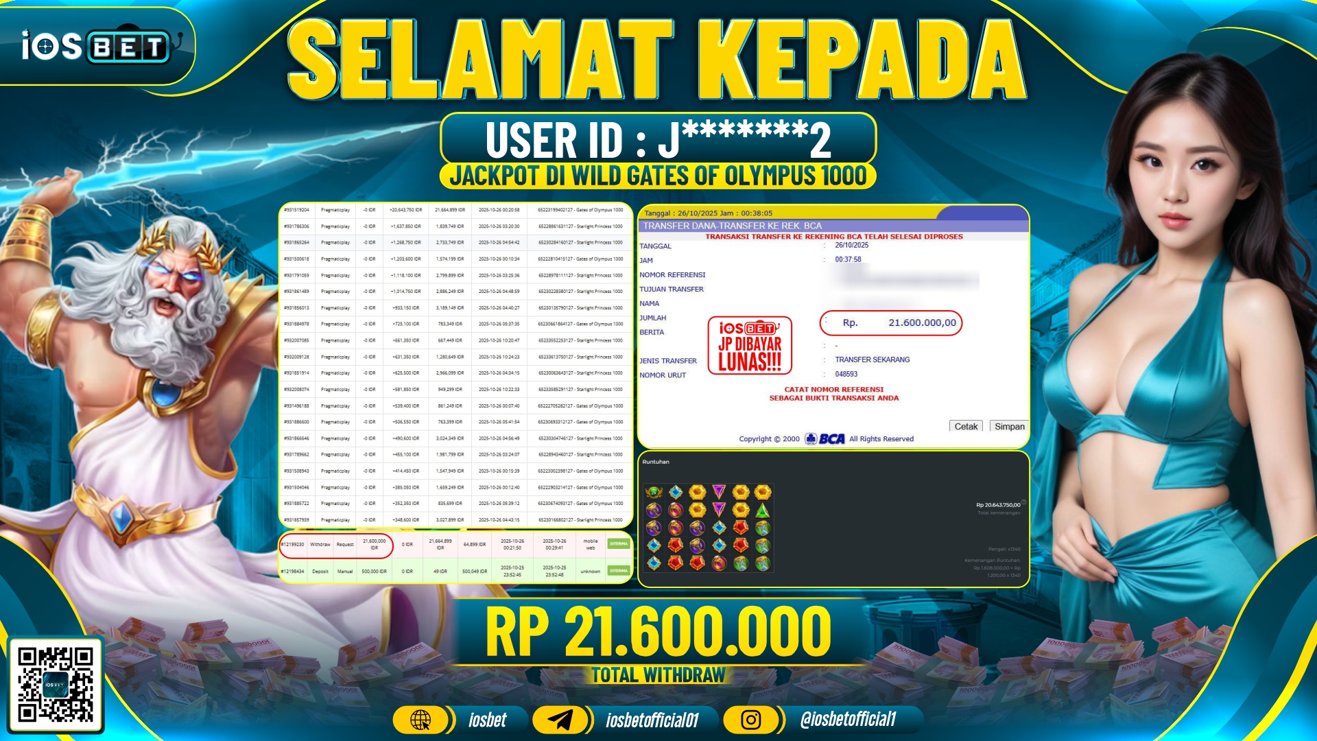 Bukti Pembayaran LUNAS SLOT GAME GACOR  Rp.21.600.000