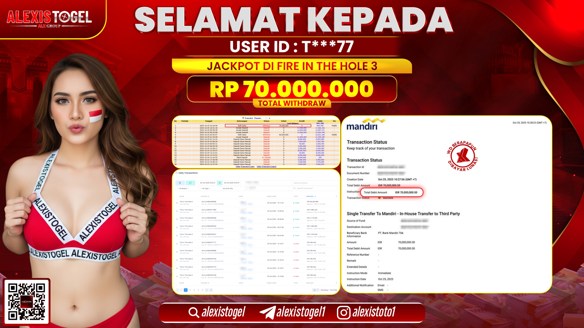 ALEXISTOGEL di FIRE IN THE HOLE 3 RP.70.000.000, LUNAS