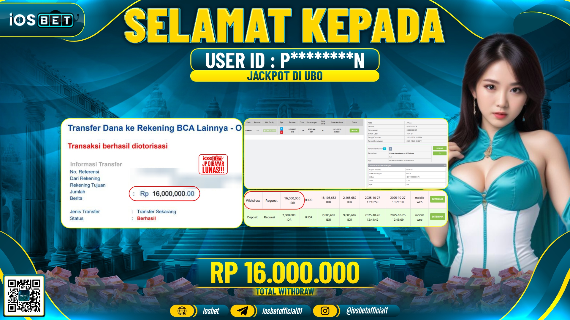 Bukti Pembayaran LUNAS SPORT GAME GACOR  Rp.16.000.000