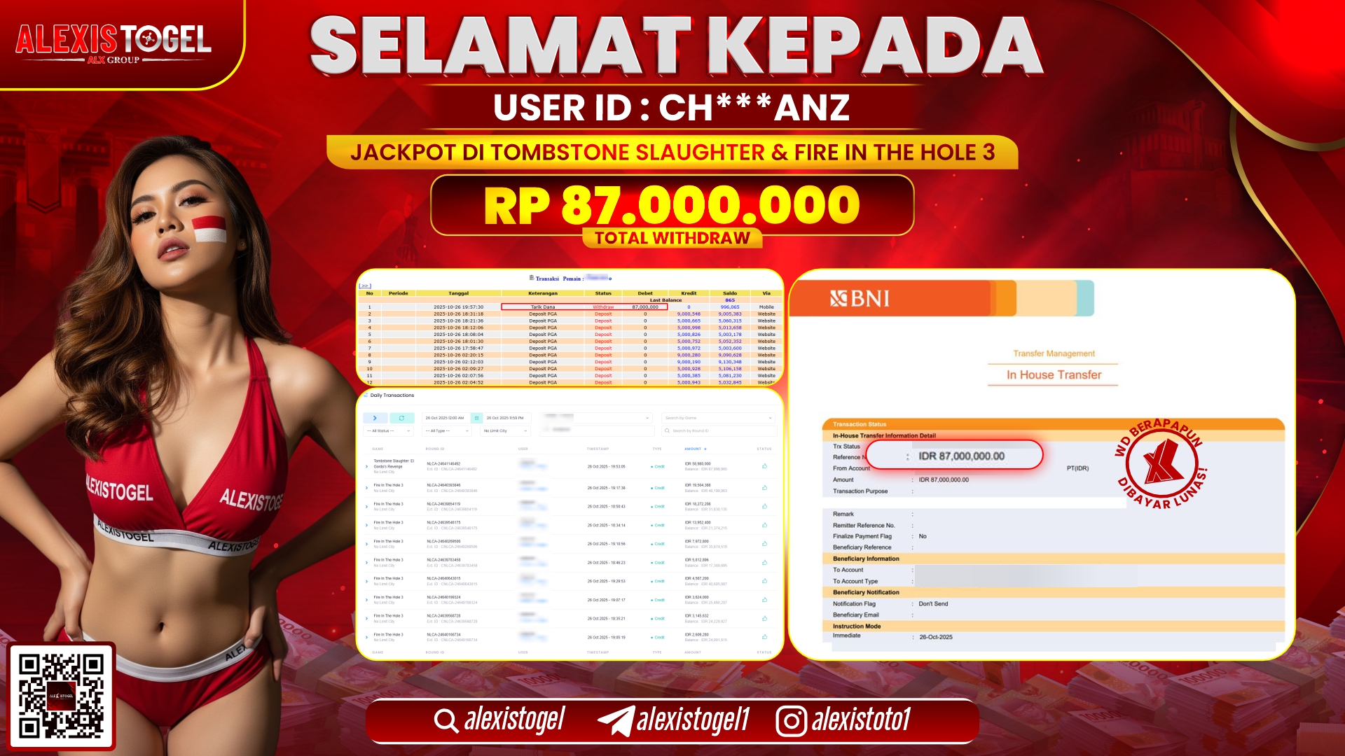 ALEXISTOGEL di SLOT TOMBSTONE SLAUGHTER & FIRE IN THE HOLE 3 RP.87.000.000, LUNAS