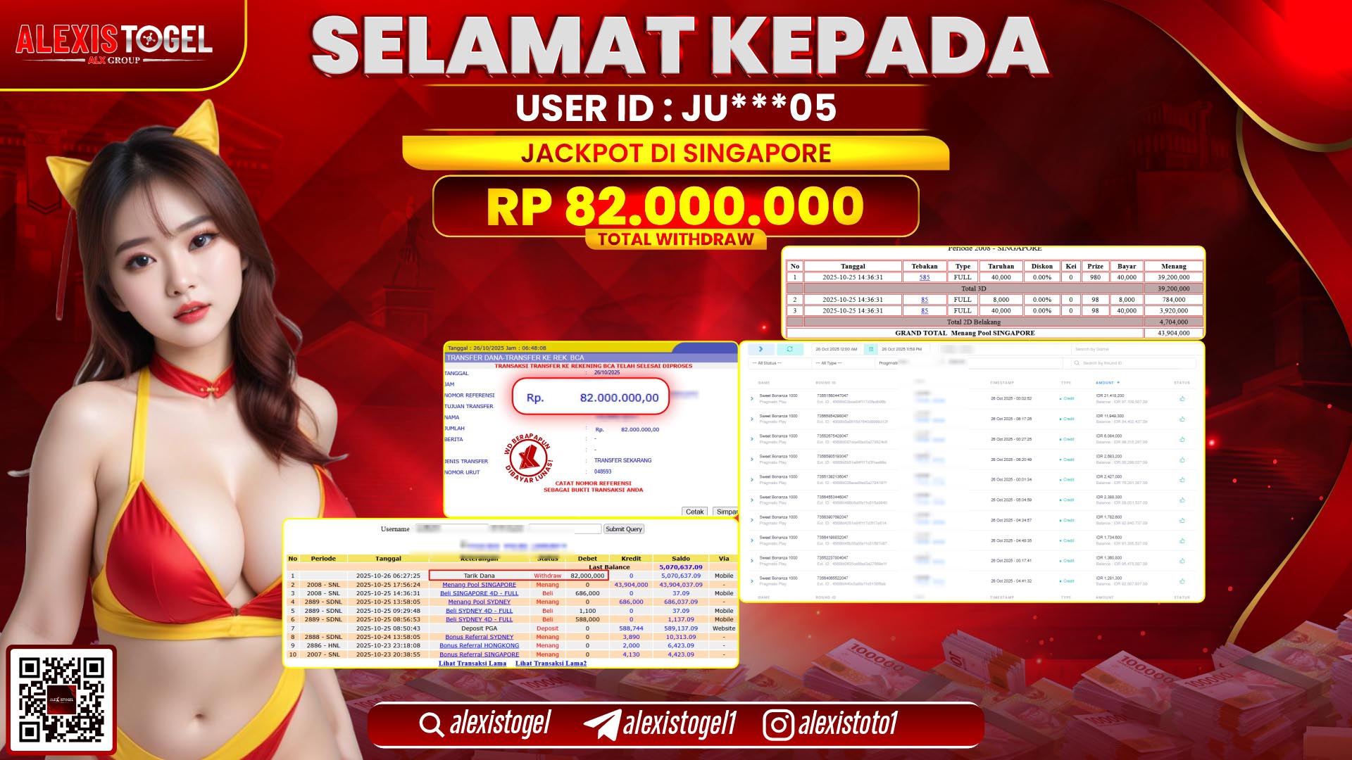 ALEXISTOGEL di TOGEL SINGAPORE RP.82.000.000, LUNAS