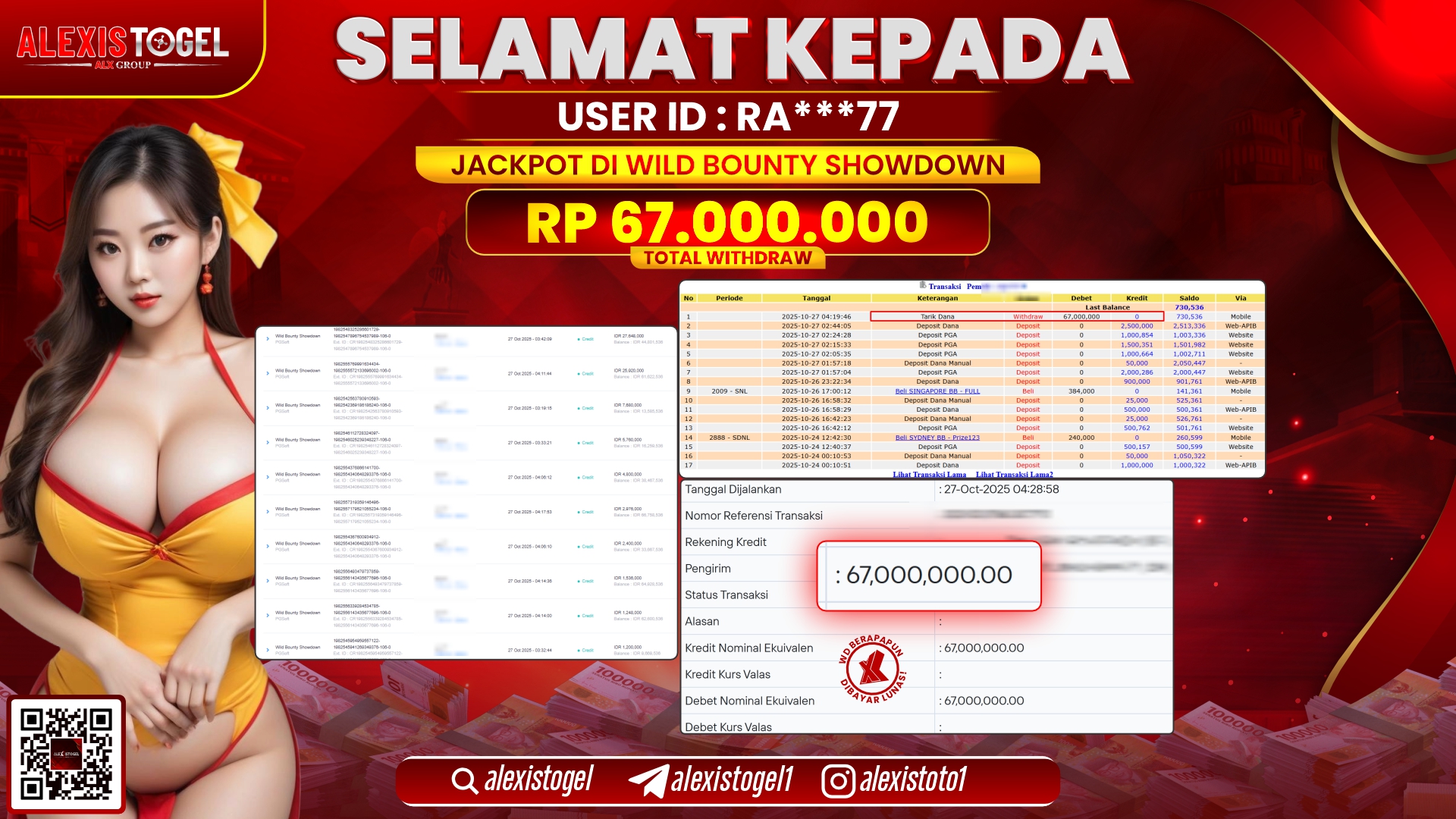 ALEXISTOGEL di SLOT WILD BOUNTY SHOWDOWN RP.67.000.000, LUNAS