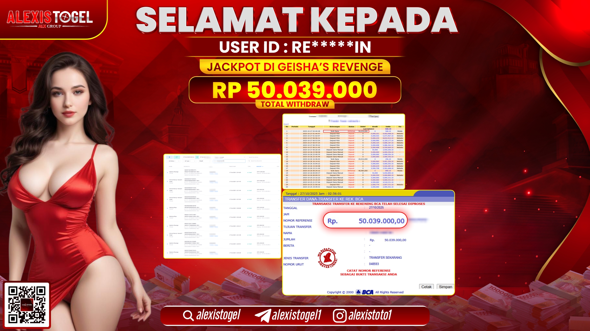 ALEXISTOGEL di SLOT GEISHA'S REVENGE RP.50.039.000, LUNAS