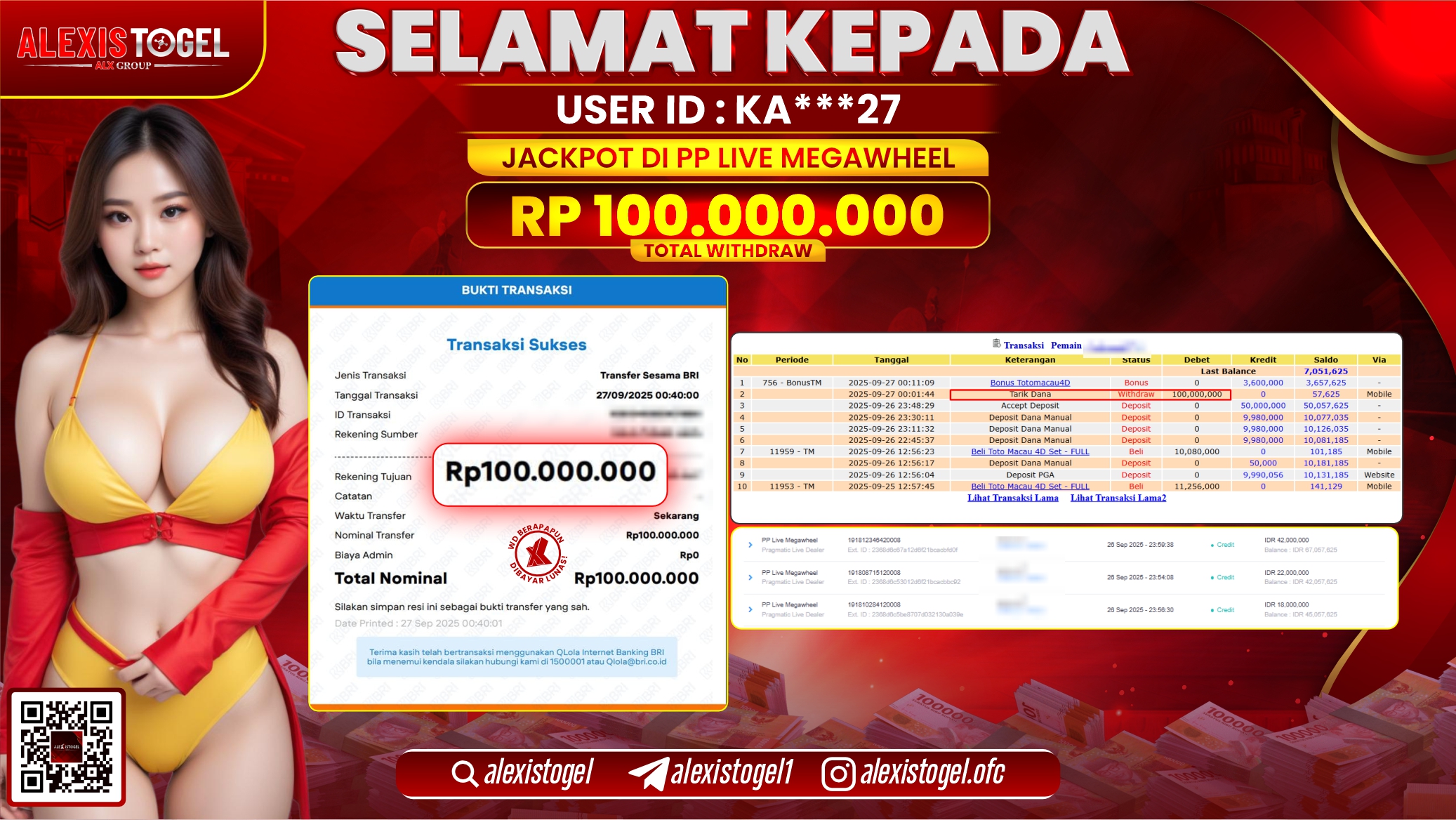 ALEXISTOGEL di PP LIVE MEGAWHEEL RP.100.000.000, LUNAS