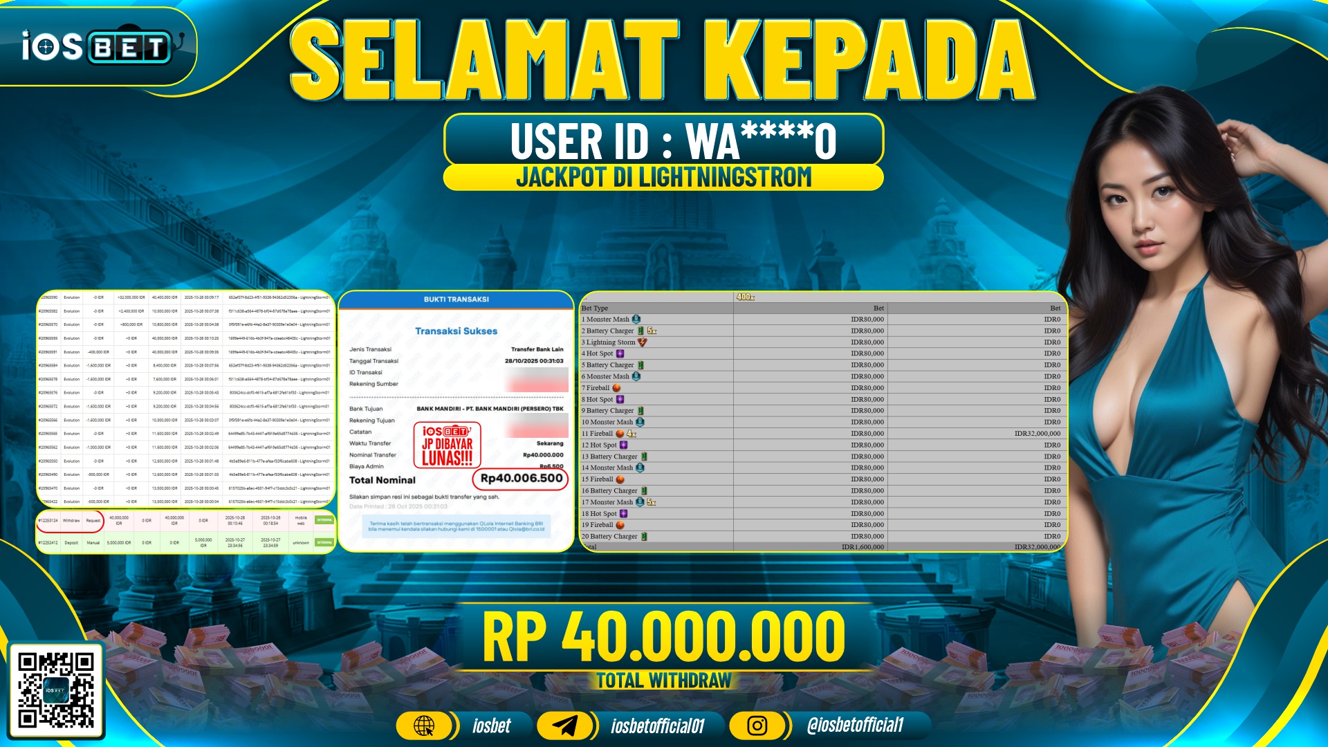 Bukti Pembayaran LUNAS LIVE GAME GACOR  Rp.40.000.000