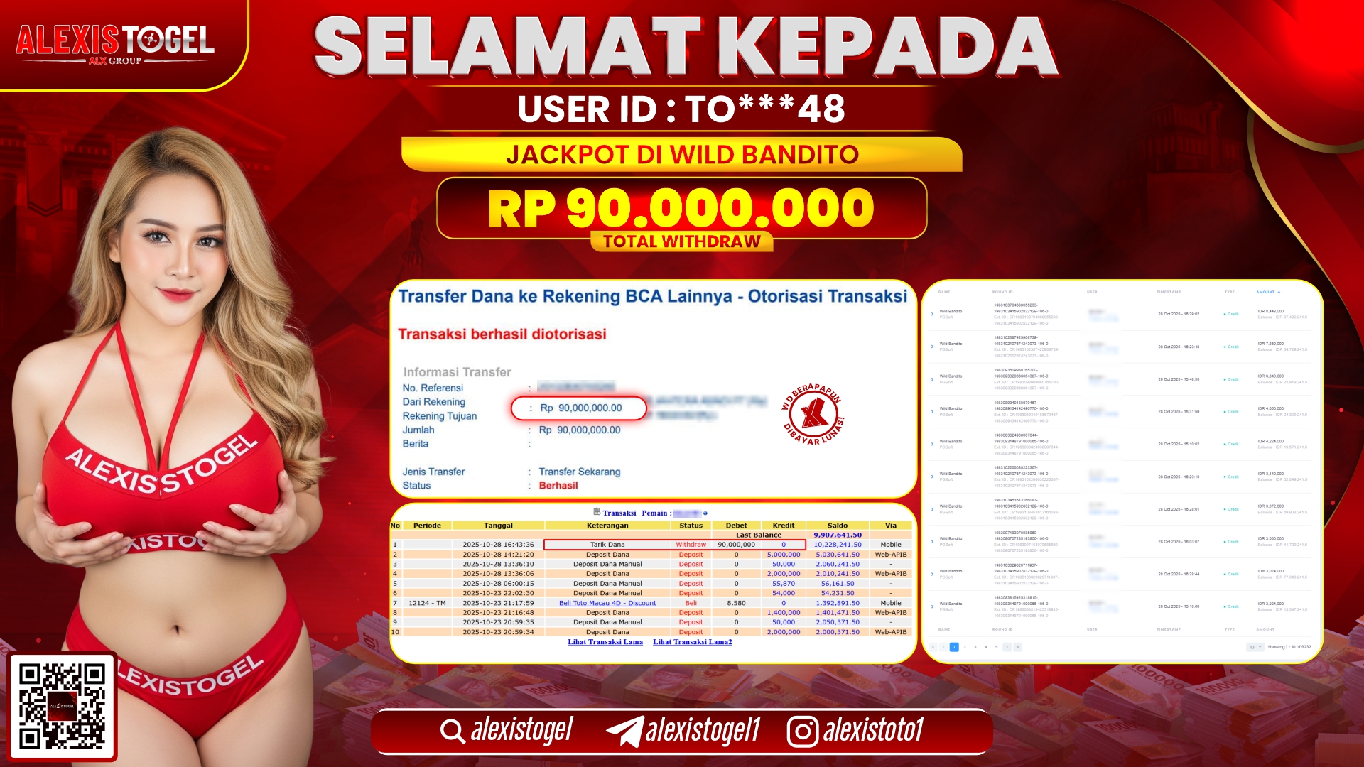 ALEXISTOGEL di SLOT WILD BANDITO RP.90.000.000, LUNAS