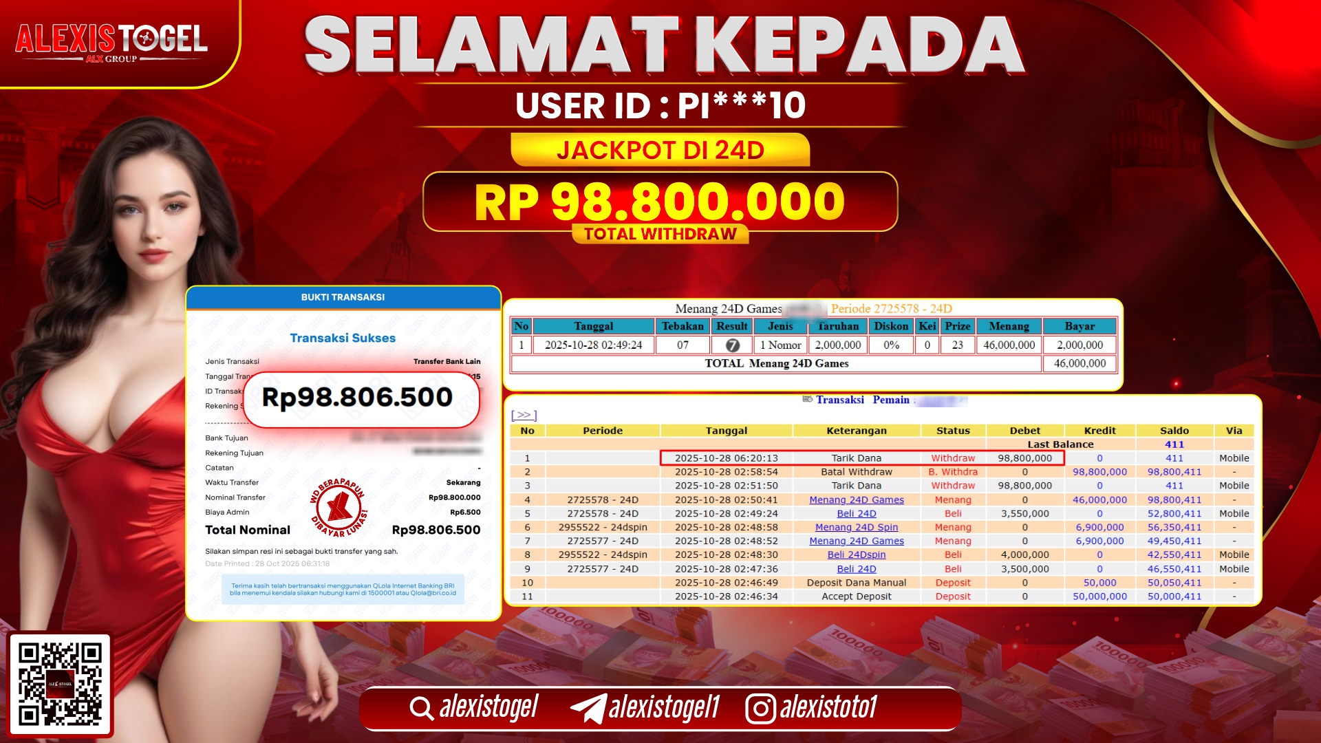 ALEXISTOGEL di CASINO 24D SPIN RP.98.800.000, LUNAS