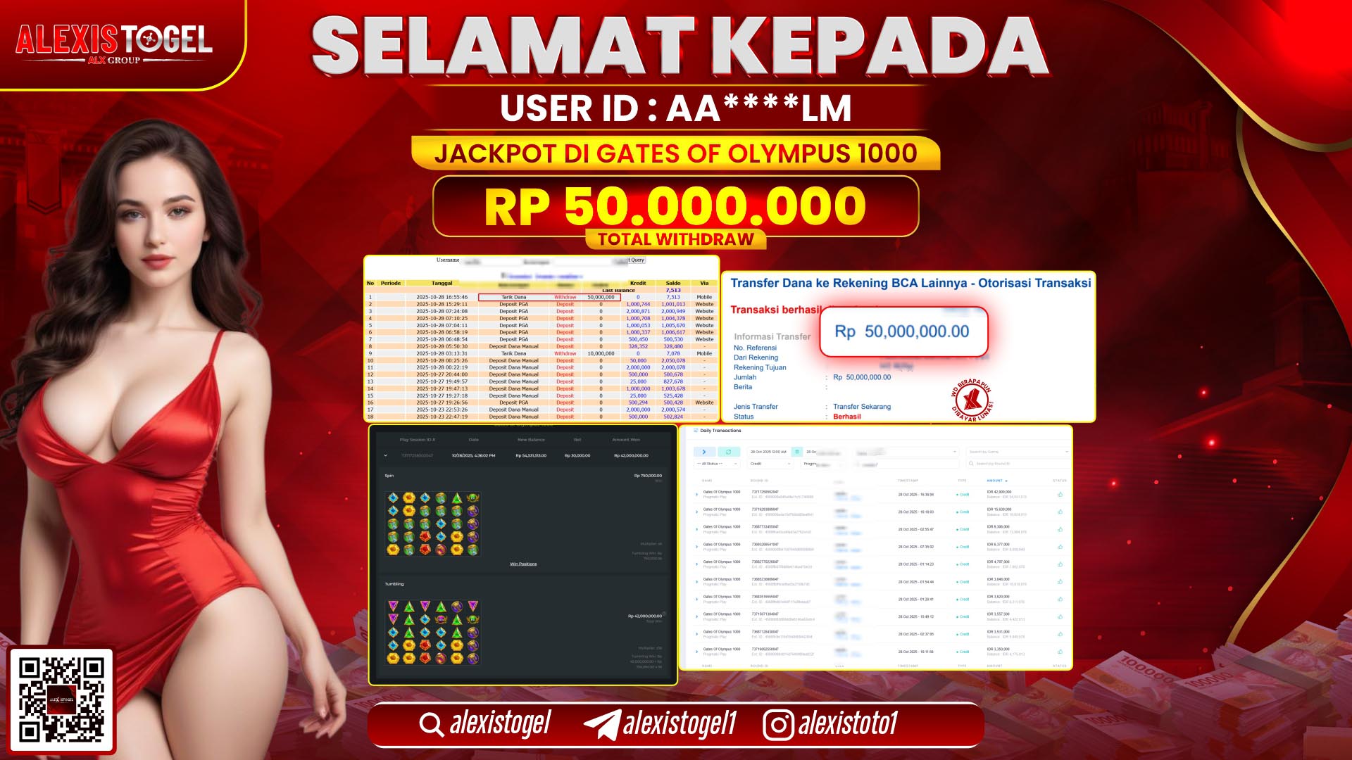 ALEXISTOGEL di SLOT GATES OF OLYMPUS 1000 RP.50.000.000, LUNAS