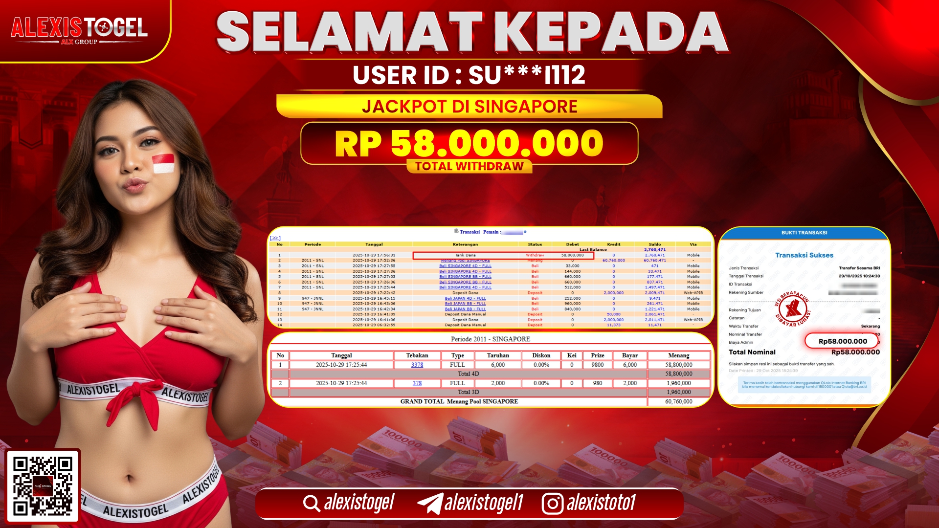 ALEXISTOGEL di TOGEL SINGAPORE RP.58.000.000, LUNAS