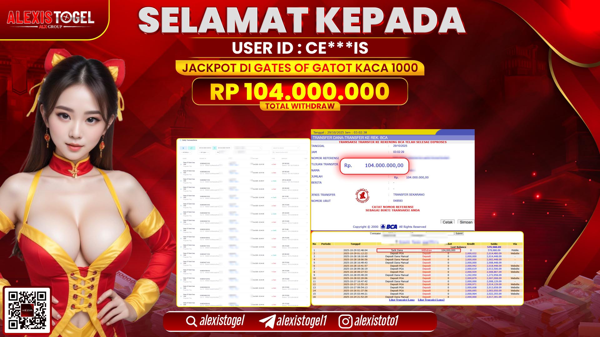 ALEXISTOGEL di SLOT GATES OF GATOT KACA 1000 RP.104.000.000, LUNAS
