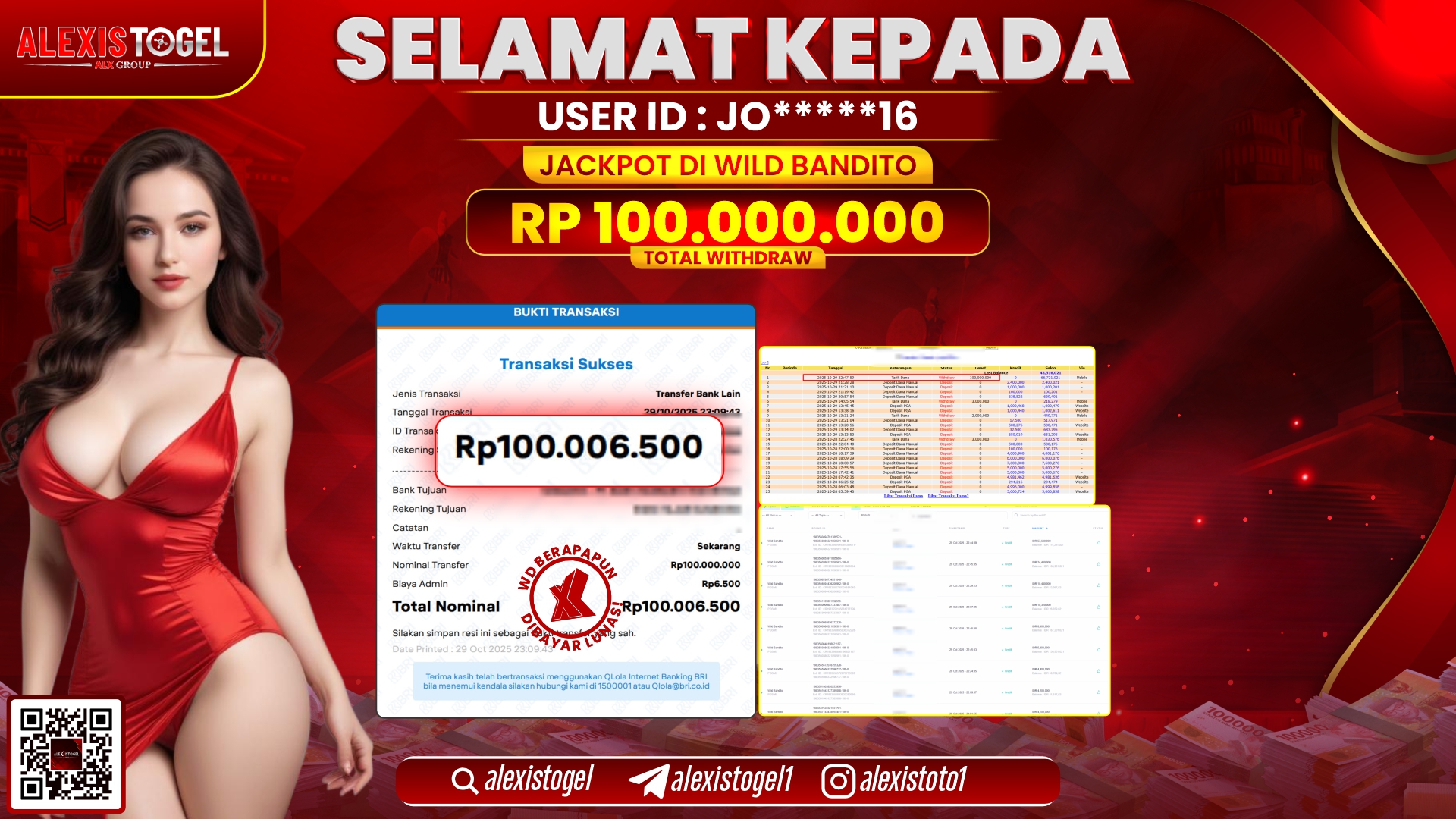 ALEXISTOGEL di SLOT WILD BANDITO RP.100.000.000, LUNAS