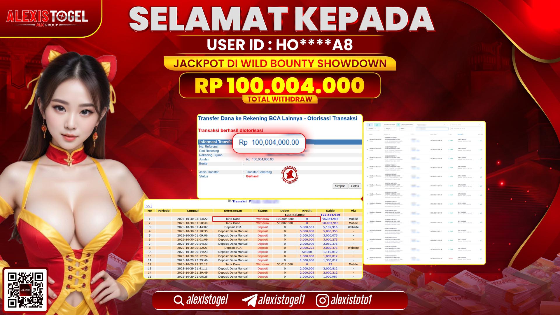 ALEXISTOGEL di SLOT WILD BOUNTY SHOWDOWN RP.100.004.000, LUNAS