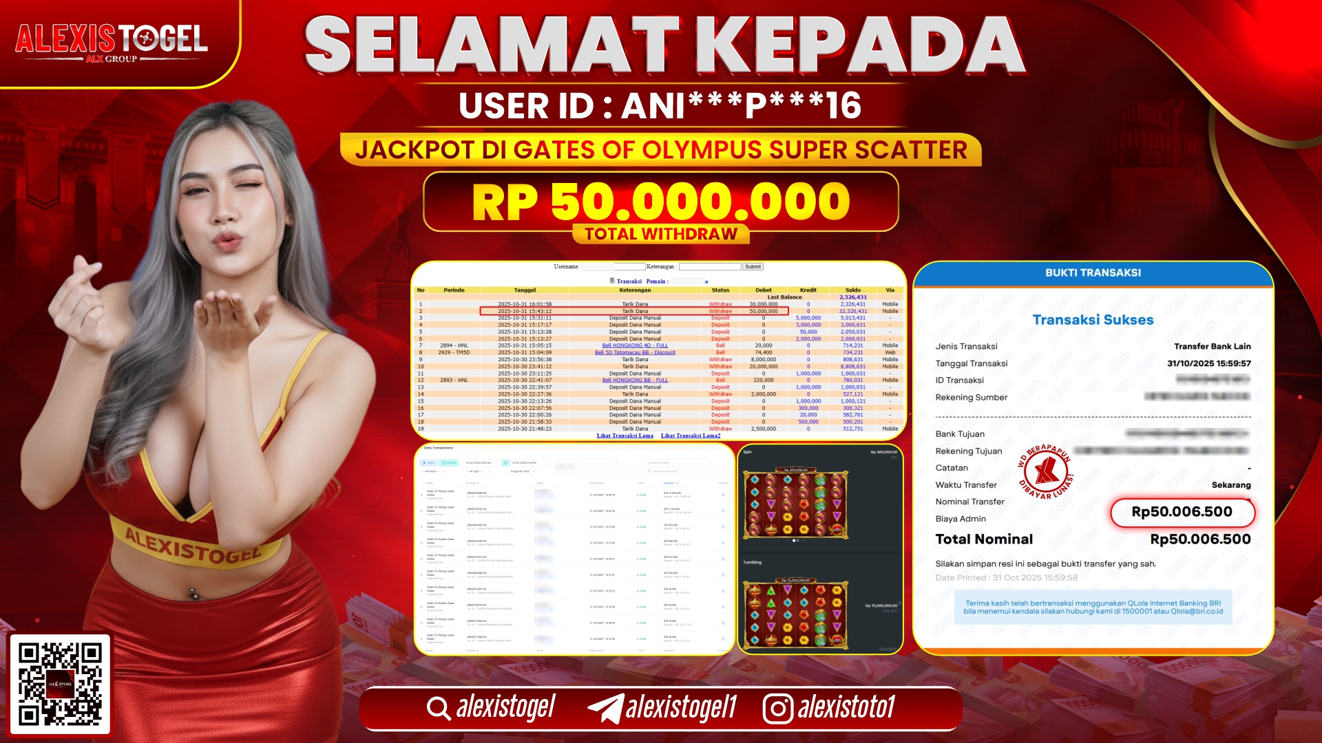 ALEXISTOGEL di SLOT GATES OF OLYMPUS SUPER SCATTER RP.50.000.000, LUNAS