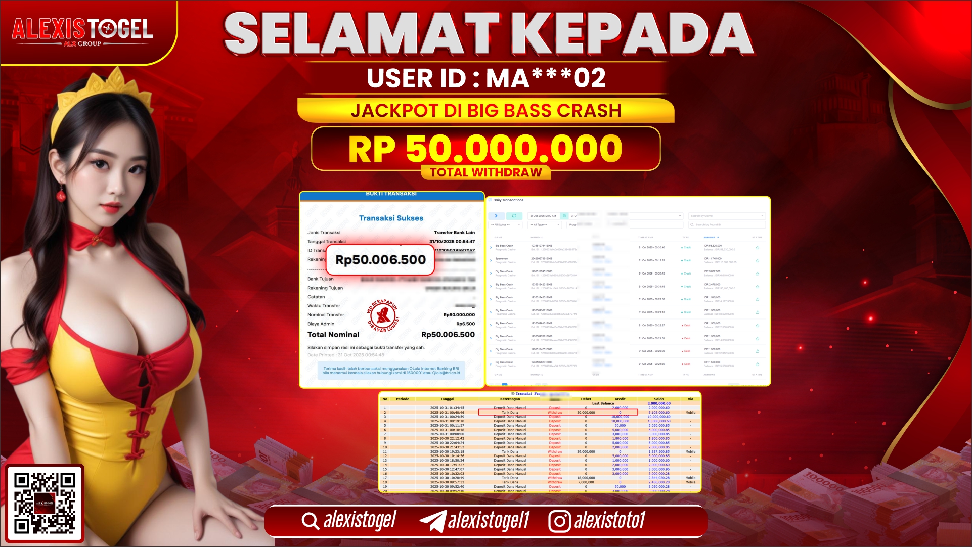 ALEXISTOGEL di BIG BASS CRASH RP.50.000.000, LUNAS