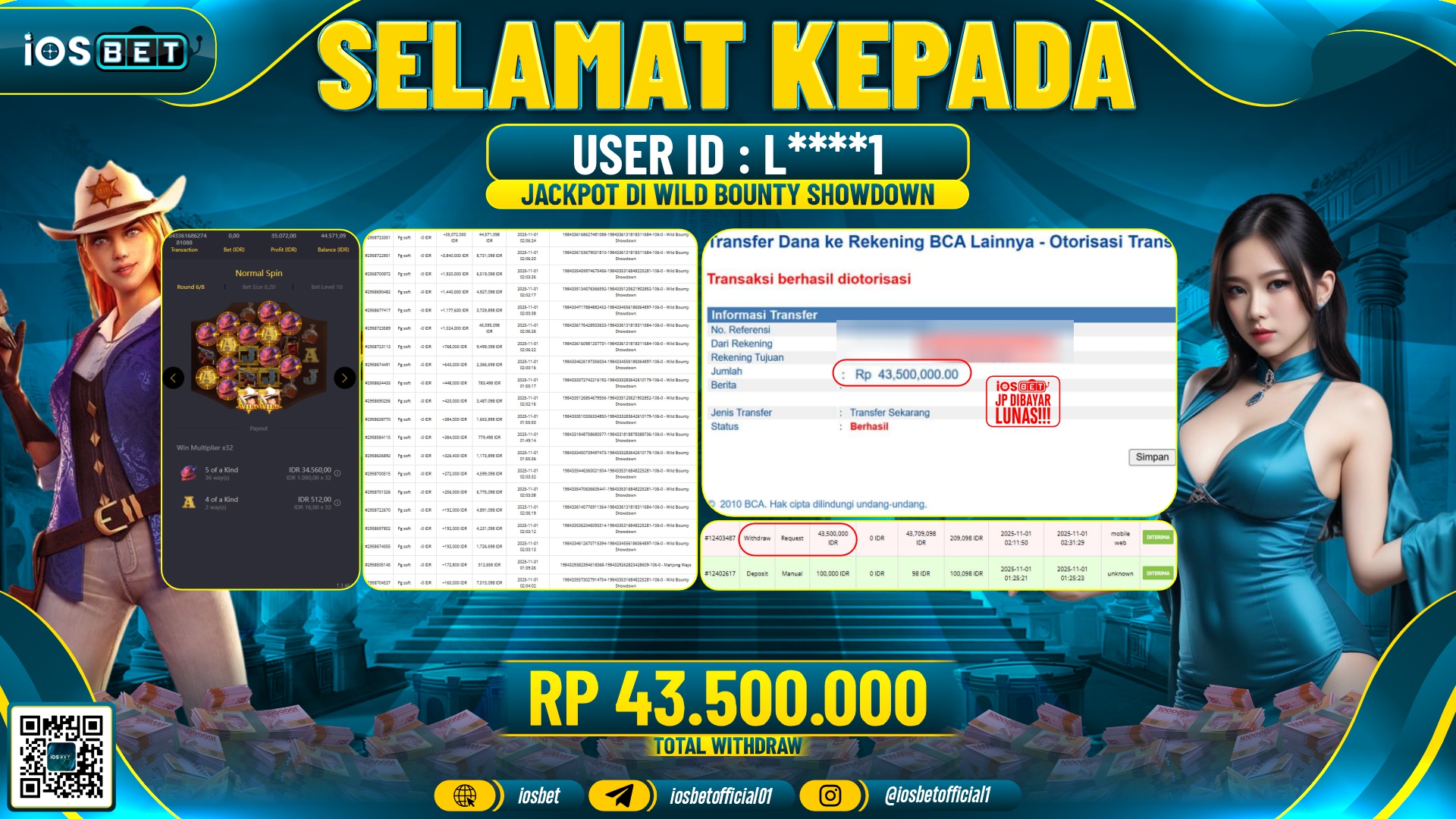 Bukti Pembayaran LUNAS SLOT GAME GACOR  Rp.43.500.000